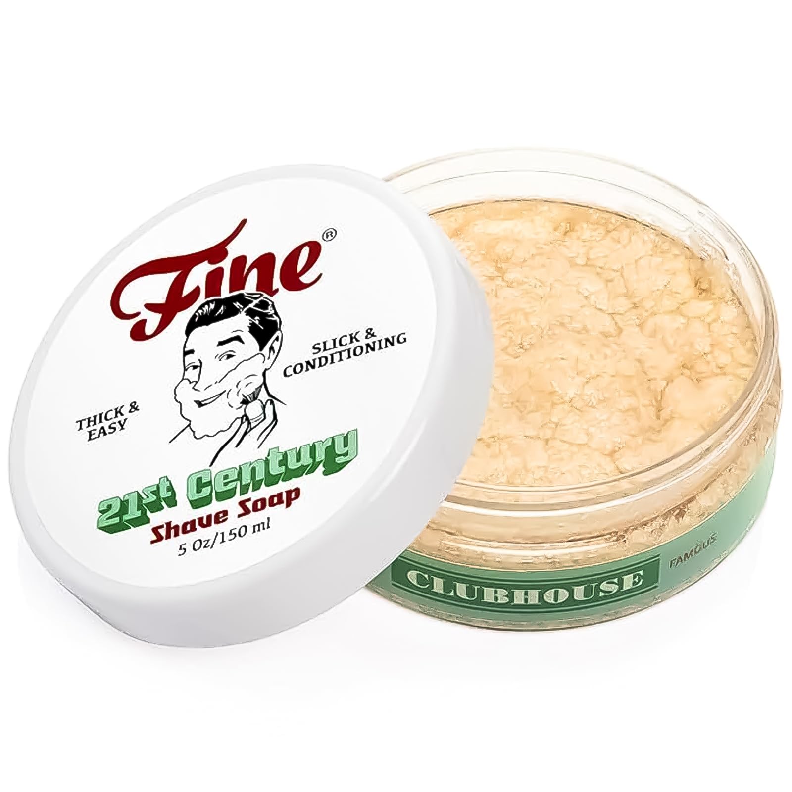 Mr. Fine 21C Mens Shaving Soap, Builds Thick & Easy Lather, Protects From Razor Burn & Irritation, No Artificial Colors, Made In