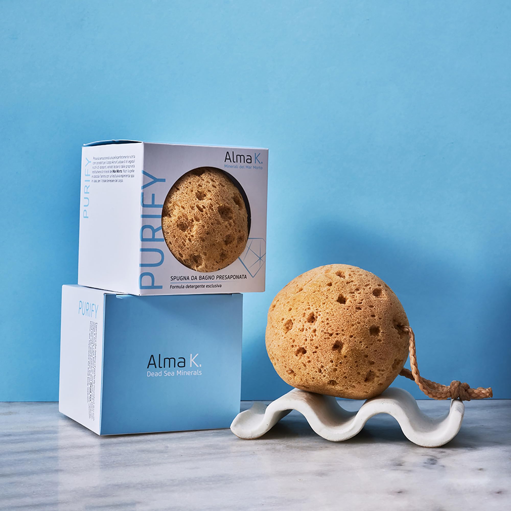 Alma K Soap Infused Bath Sponge - Exfoliating Body Scrubber With Sweet Almond And Aloe Vera - White Tea And Neroli Scent - Use 2