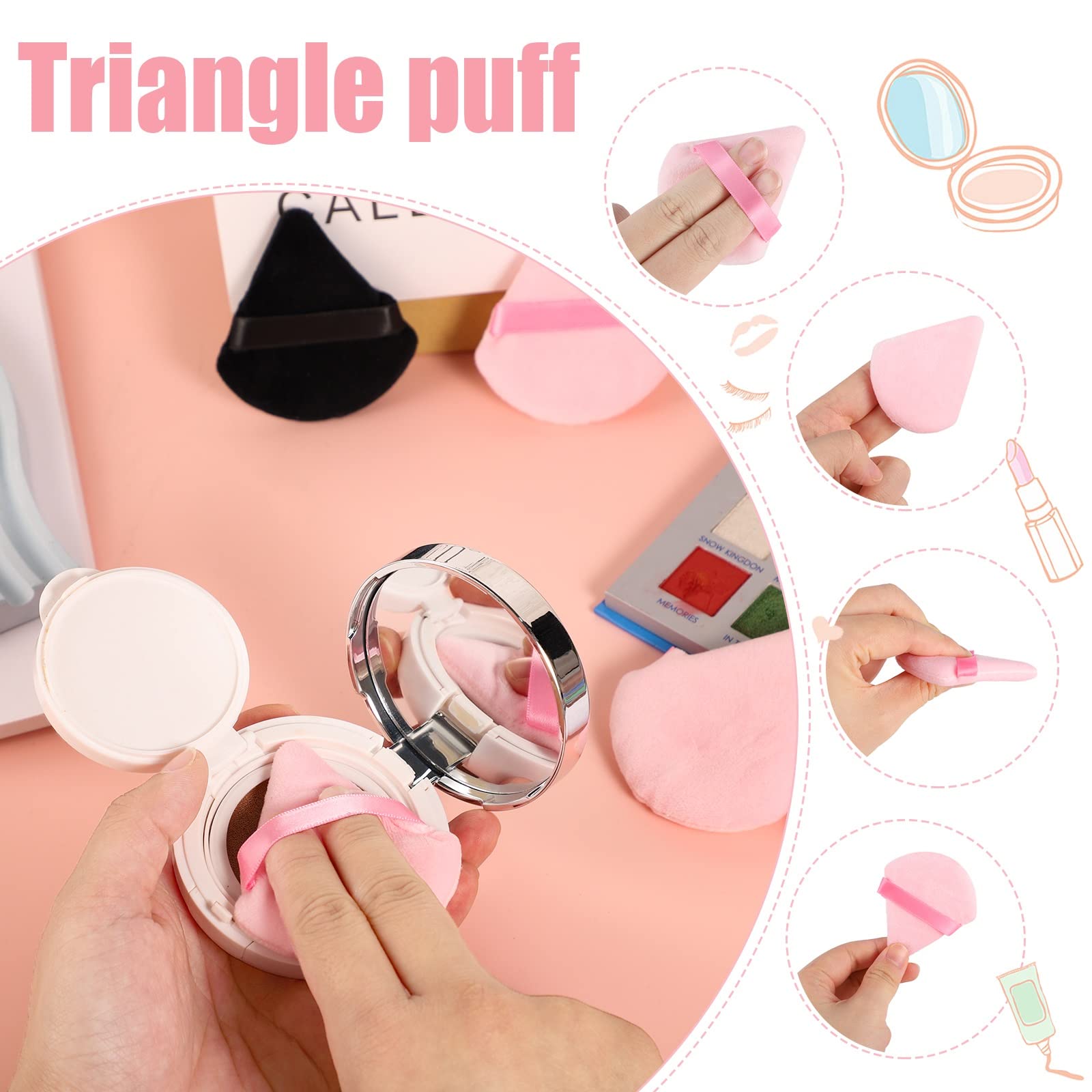 Pimoys 15 Pieces Powder Puff Face Triangle Makeup Puffs For Loose Powder Setting Powder Foundation Sponge Beauty Makeup Tool