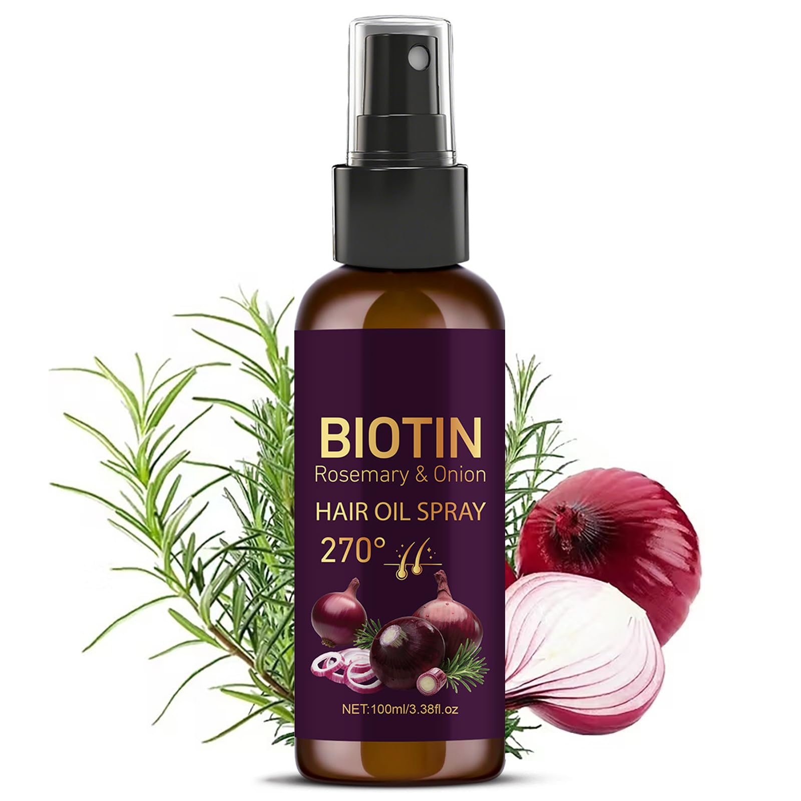 Yniquet Onion & Rosemary Hair Growth Oil, Onion Hair Growth Serum for Hydrating, AntiFrizz Hair Spray for Scalp & Hair Care Dee