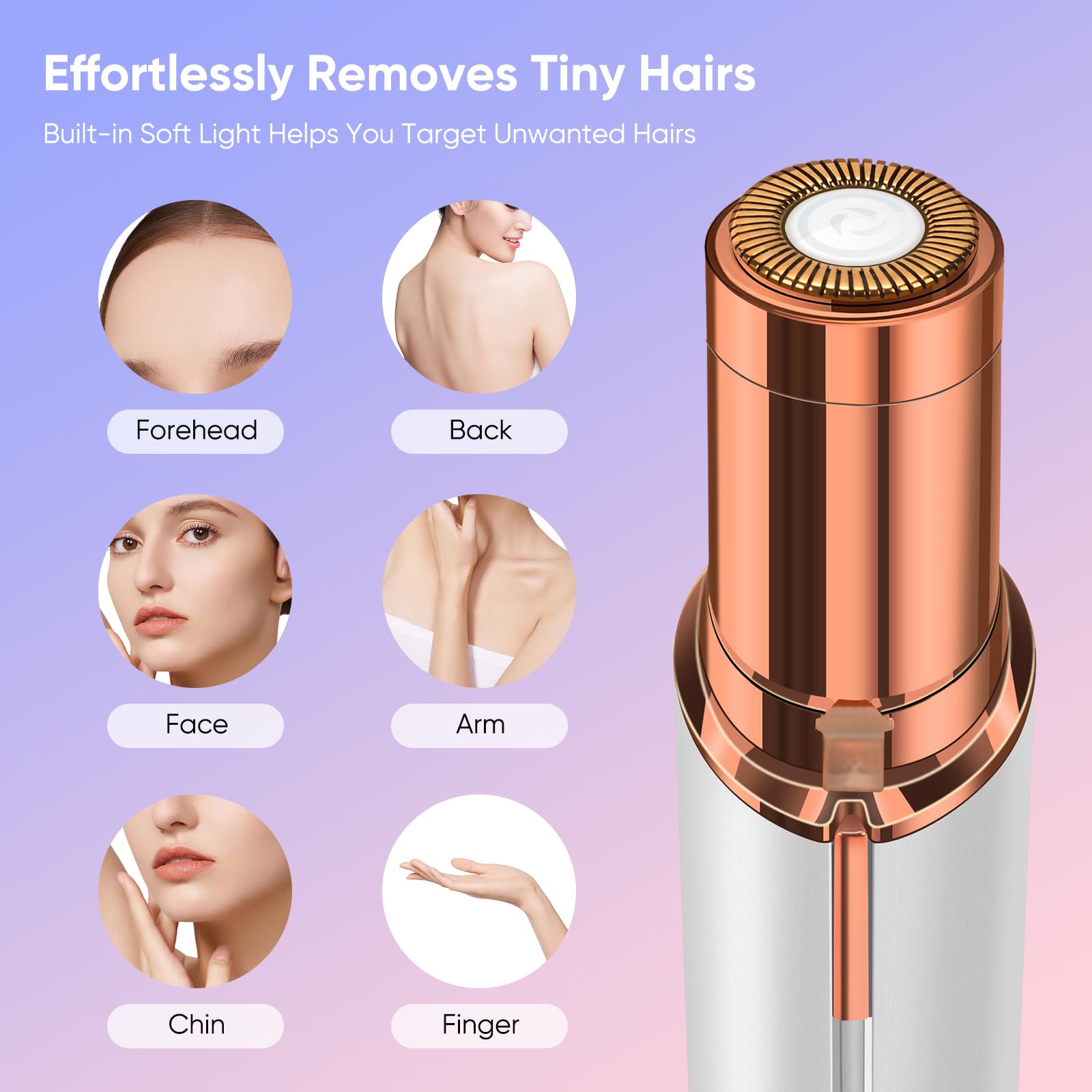 Facial Hair Remover For Women, Device, Remover Women Face, Finishing Touch Upper Lips, Chin & Cheeks, Usb Rechargeable With Led