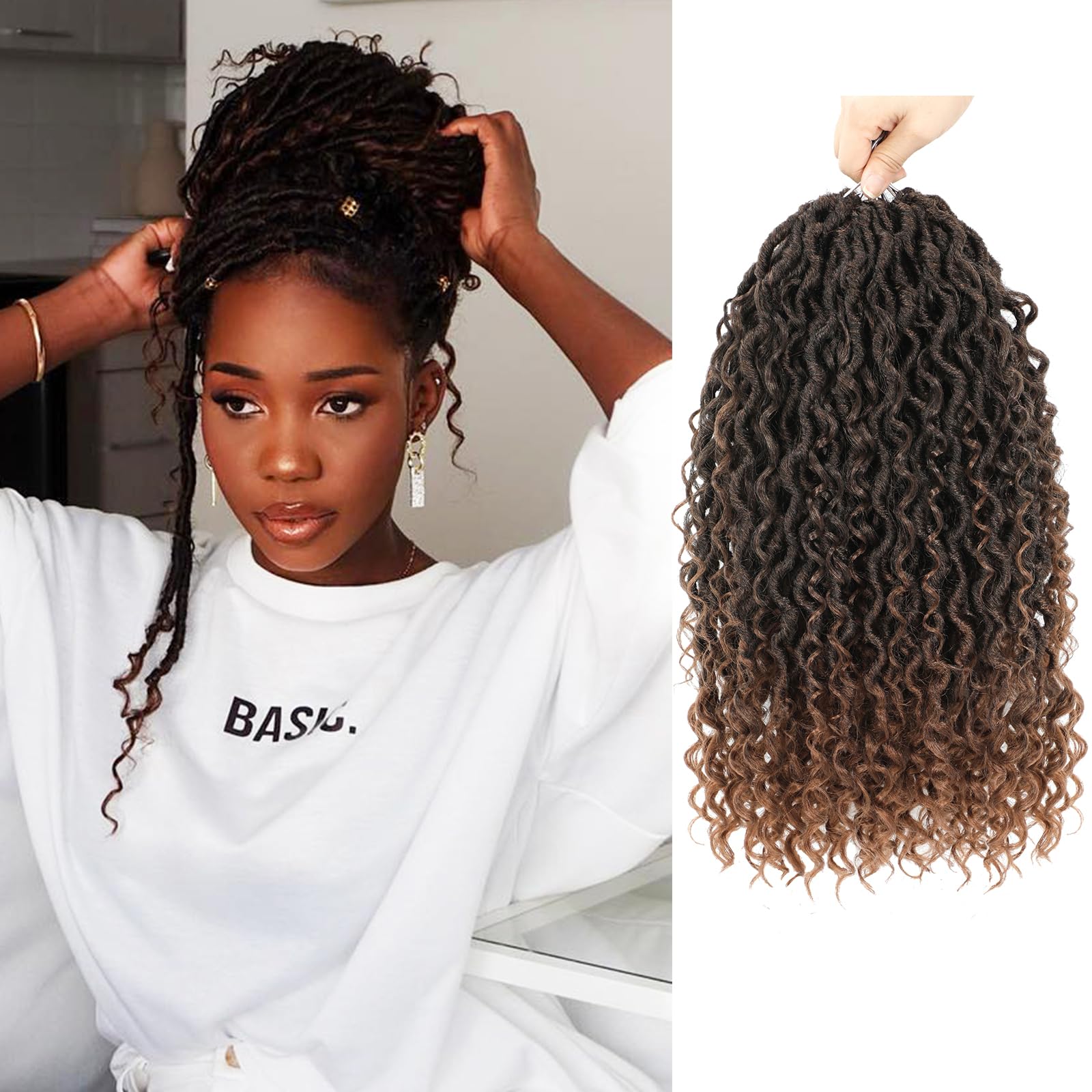 Forevery Faux Locs Crochet Hair 12 Inch Goddess Locs Crochet Hair 6Packs PreLooped Crochet Hair for Black Women Locs Crochet Hai