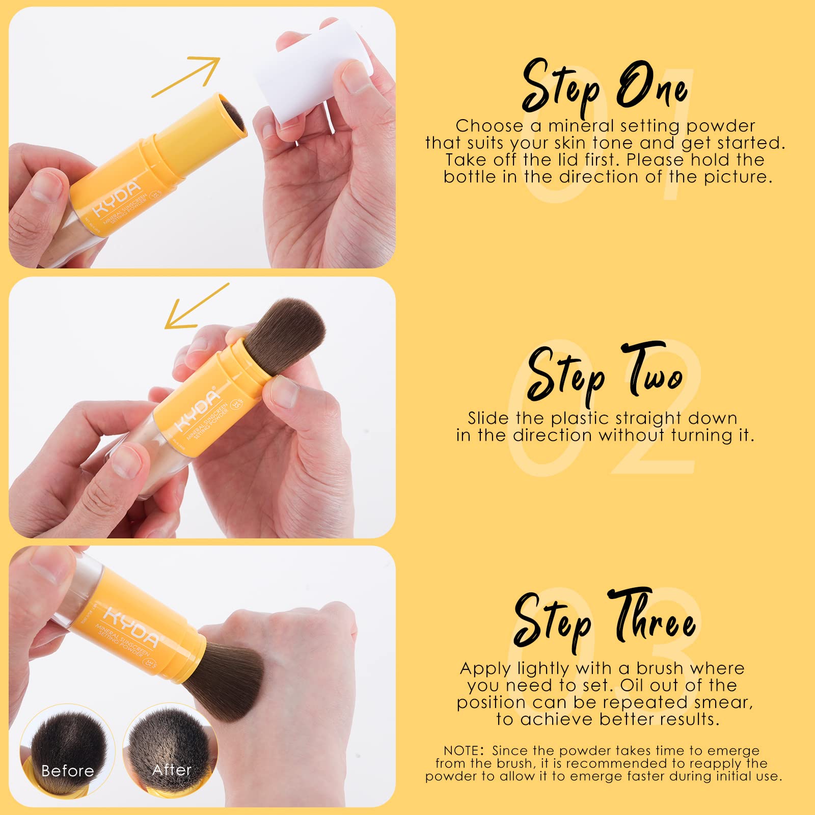 Kyda Mineral Sunscreen Setting Powder, Spf 35, Medium, Mineral Brush Powder, Oil Control Natural Matte Finish, Lasting Lightweig