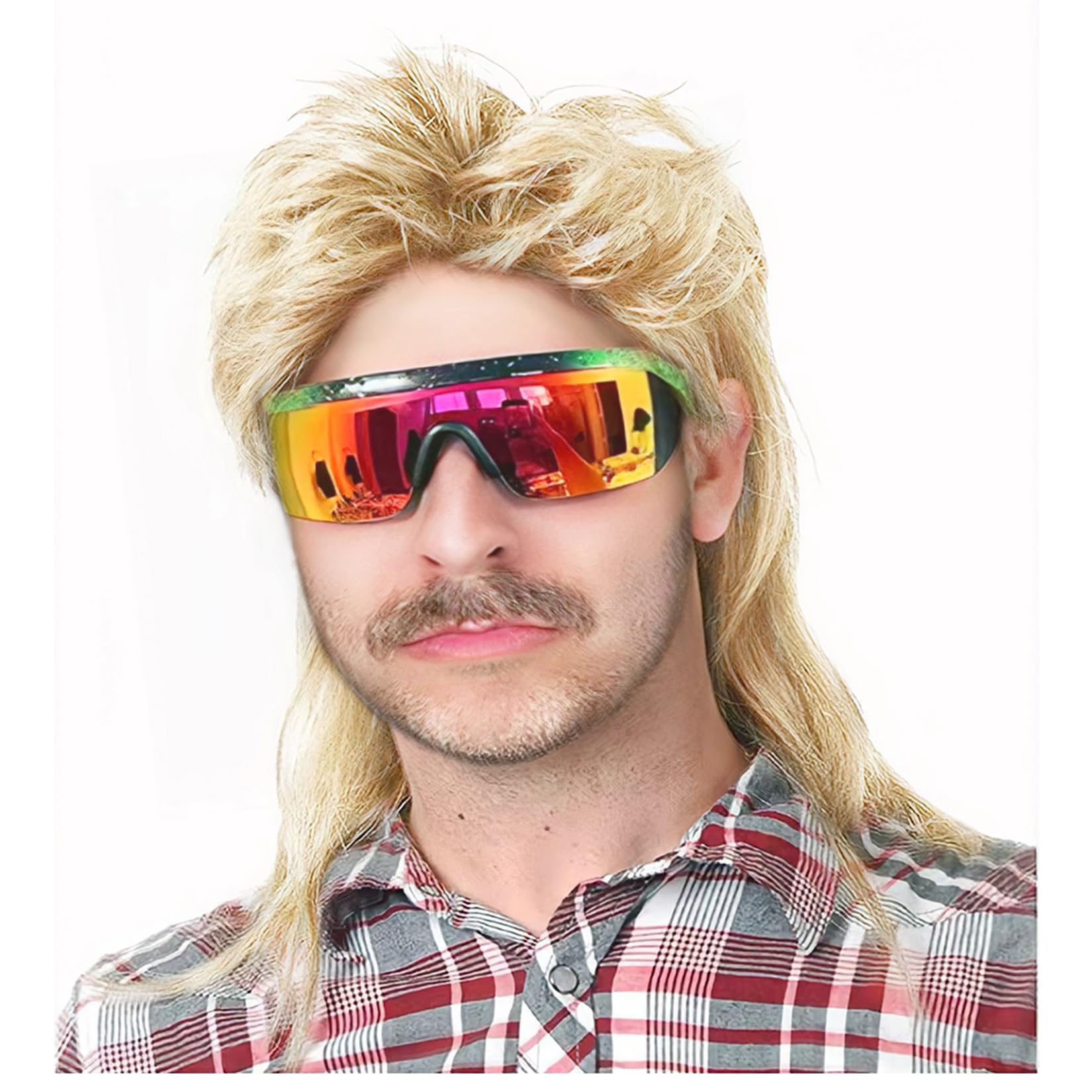 Traqur Mullet Wigs for Men Joe Dirt Emo Wig 80s 90s Costumes Fancy Party Accessory Cosplay Wig Halloween Man x (Light Blonde)