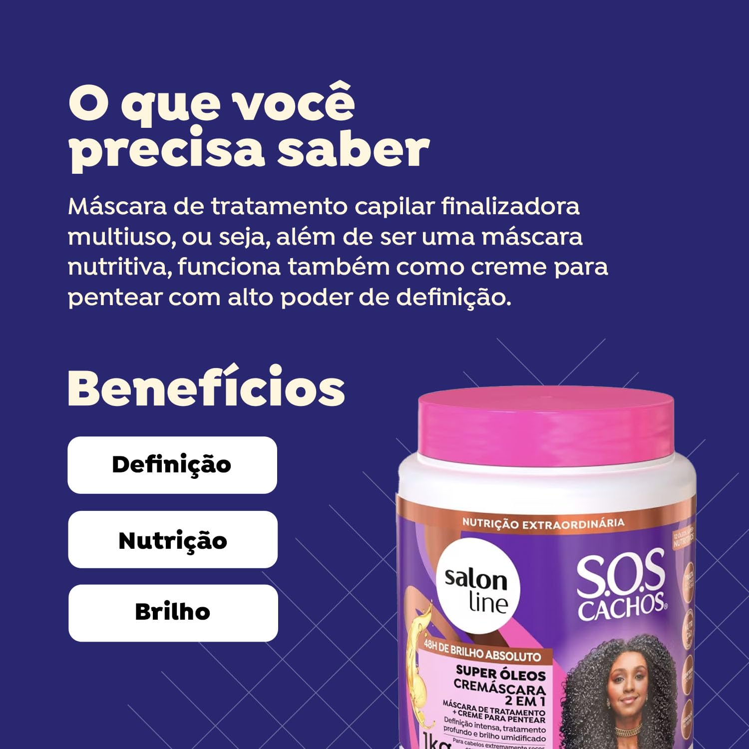 Salon Line Hair Conditioner, 2-in-1 Nourishing Cream Mask - Cremascara 2X1 Nutritiva 1000 Gr - (SOS Curls Collection - 35.27 Oz)