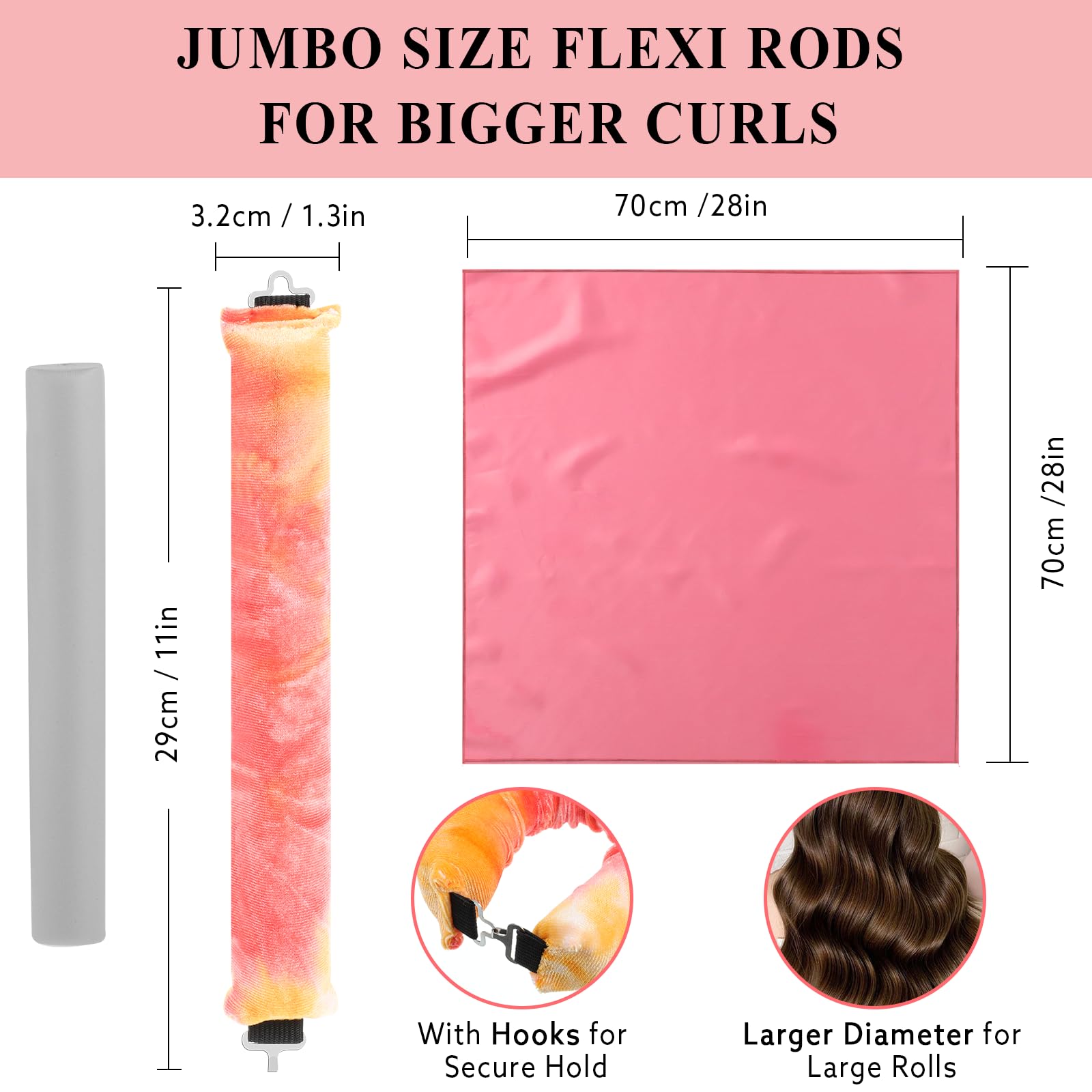Obeoby 4 In 1 Pack Heatless Curls No Heat Curling Rod, Velvet Hair Curlers To Sleep In Overnight Curls With Hook Blowout Rods He