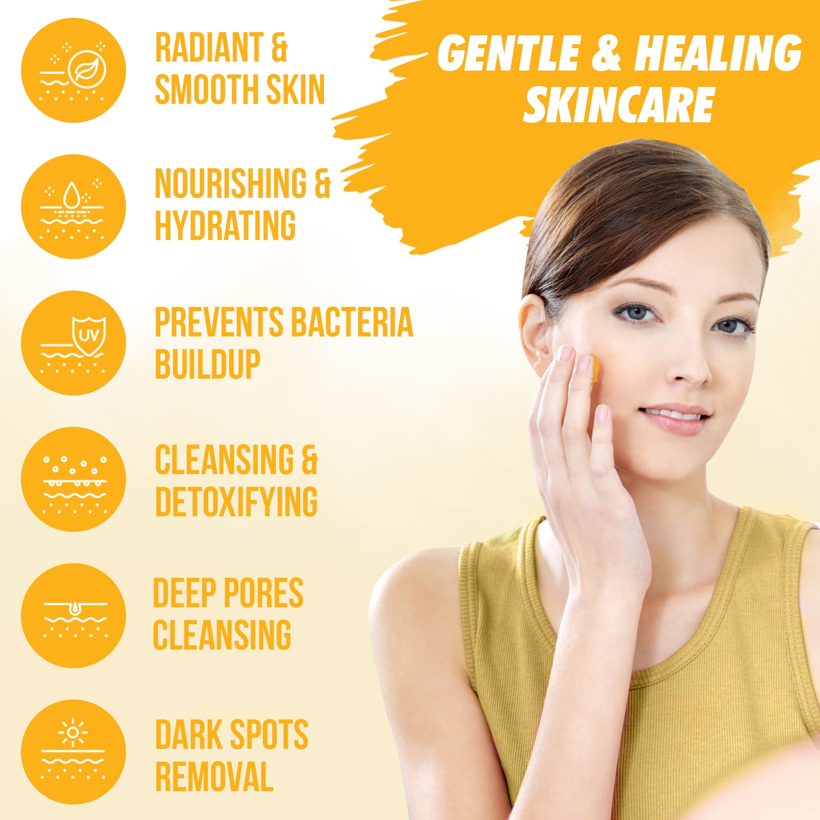Herblov Turmeric Face Wash, Turmeric Clear Skin Liquid Soap - 100% Natural Anti Aging Exfoliating Facial Cleanser for Spots, Age