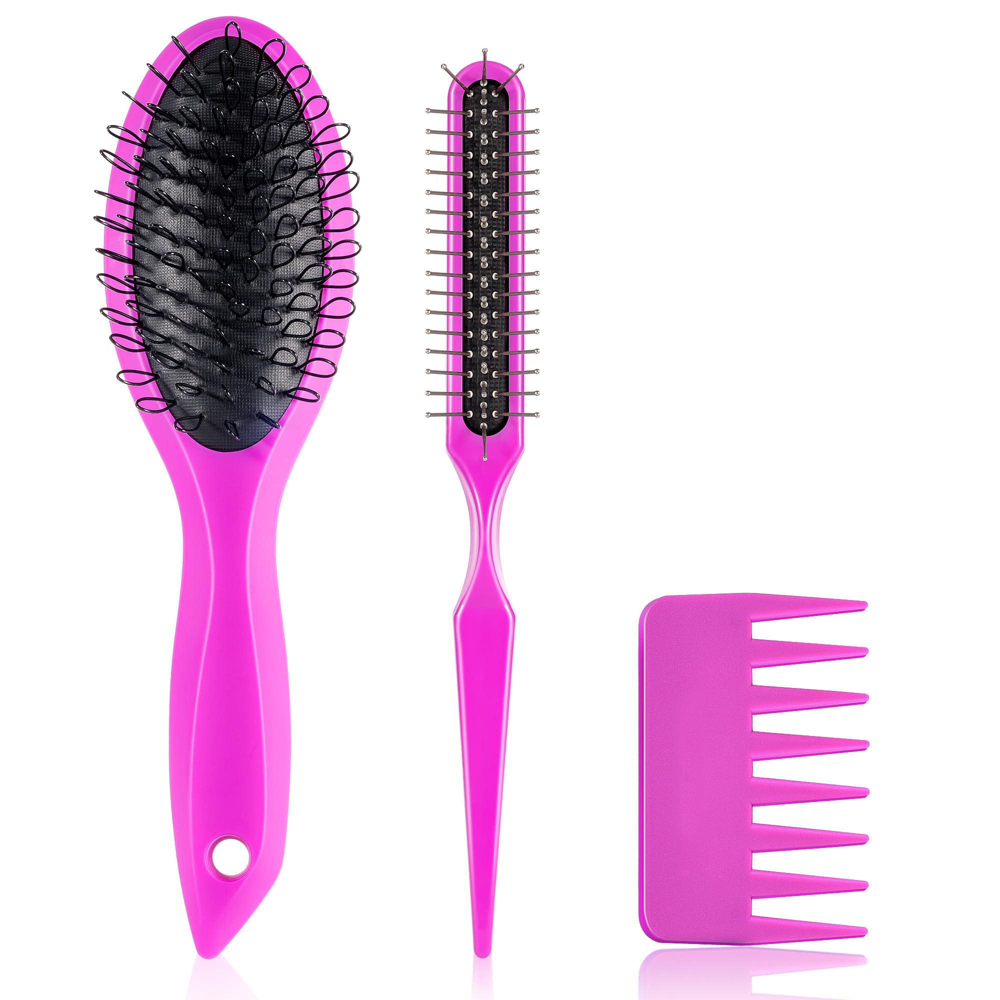 Stylemate Wig Brush Comb Set, 3pcs Professional Styling Extension Brush Kit with Travel Size for Human and Synthetic Hair Smooth