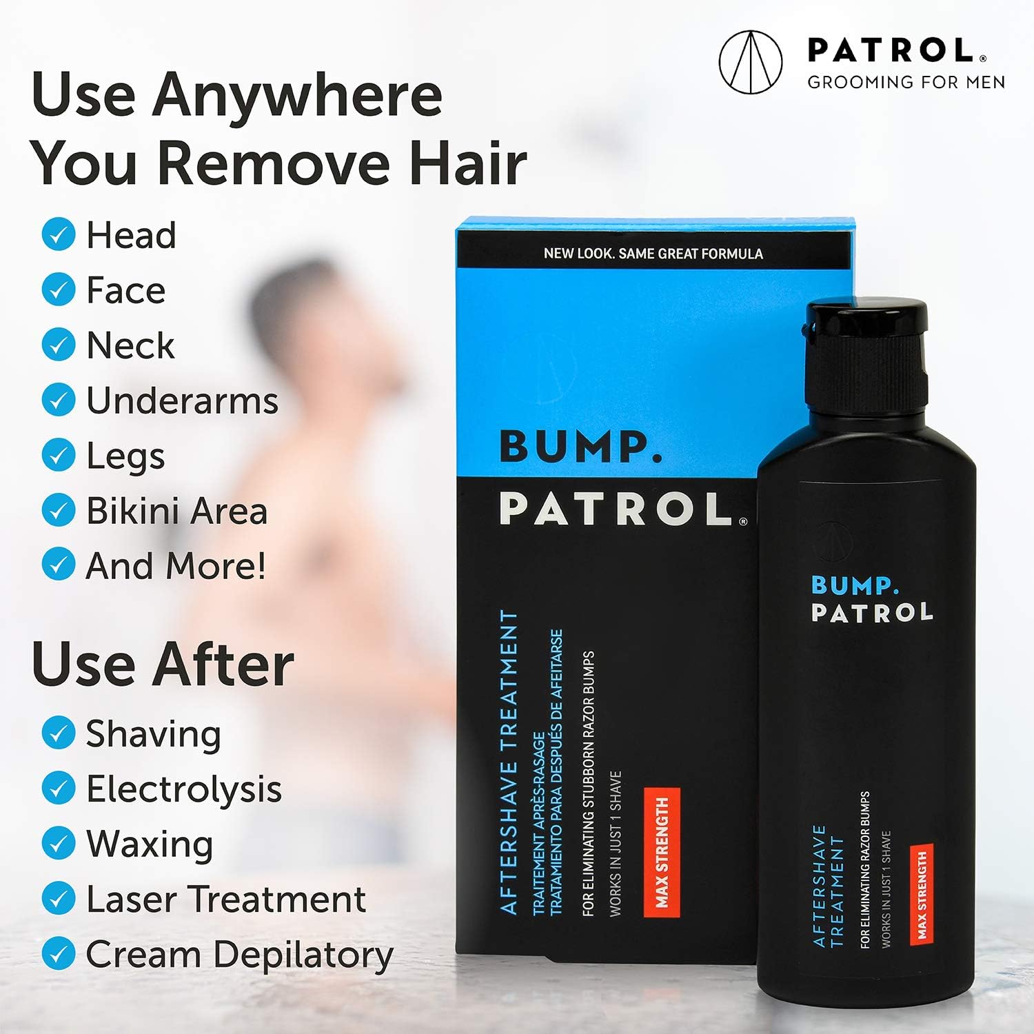 Bump Patrol Maximum Strength Aftershave Formula - After Shave Solution Eliminates Razor Bumps and Ingrown Hairs - 2 Ounces 2 Pac