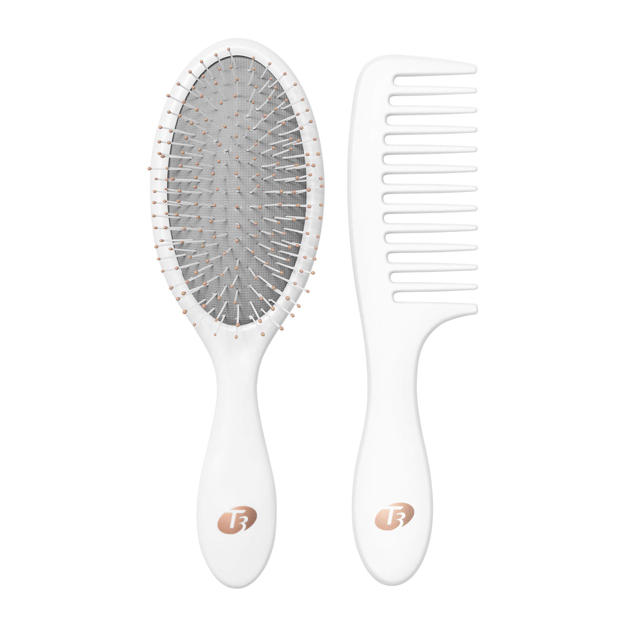 T3 Detangle Duo Brush Set | Detangling Brush and Shower Comb Set | Comb to Disperse Liquid & Brush to Detangle Wet Hair| For All