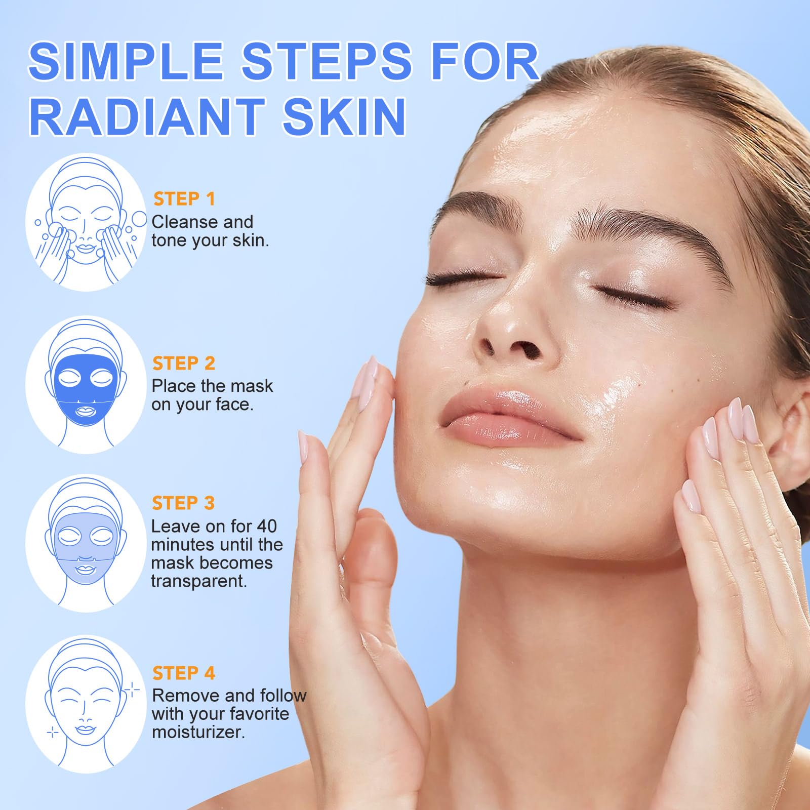 Ruduwu Collagen Face Mask,Firming Collagen Mask With Collagen Peptides For Anti-Aging, Facial Hydrogel Masks With Low Molecular