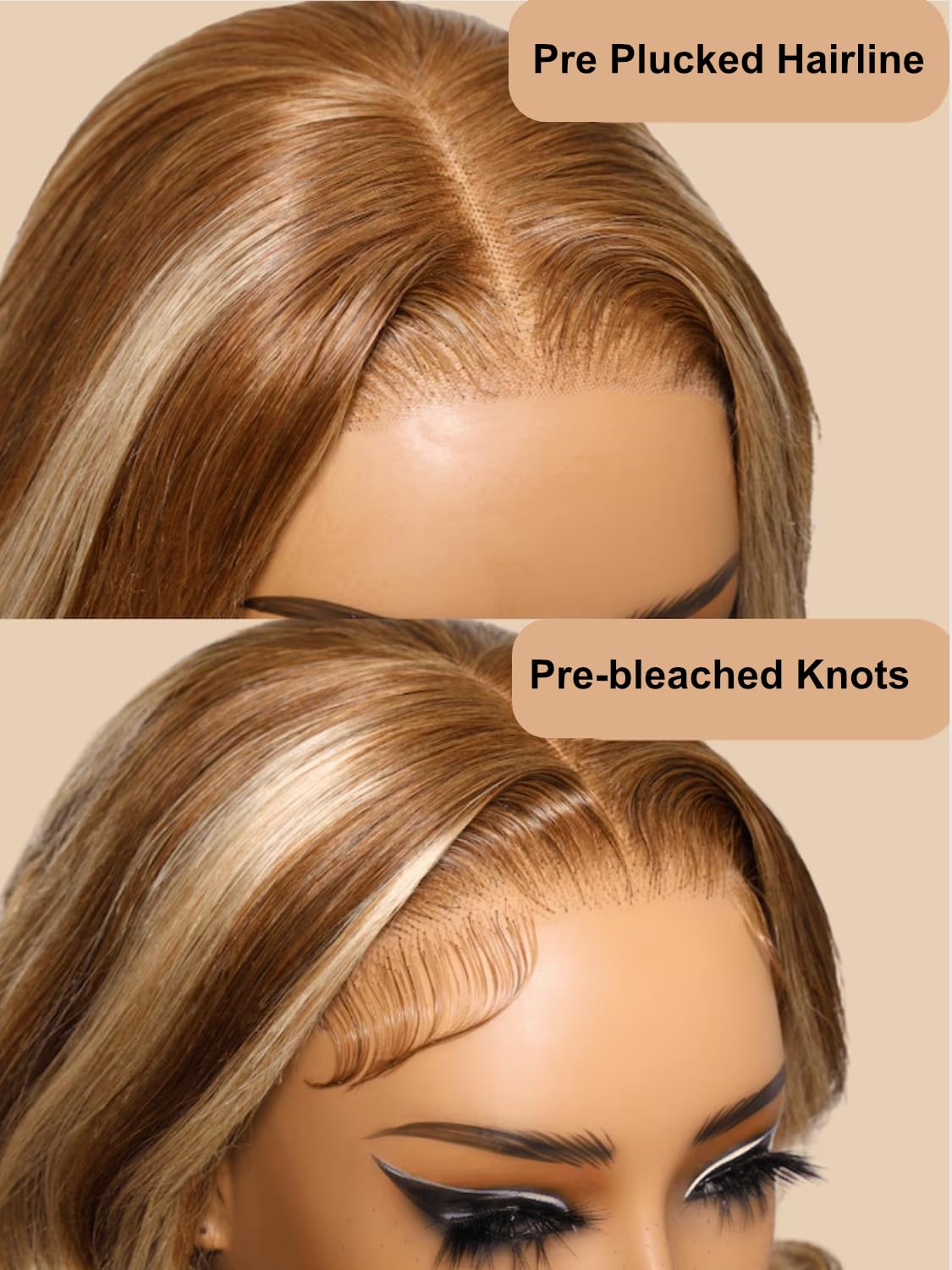 Unice Bye Bye Knots Wig Body Wave 7X5 Invisible Knots Lace Front Wigs Human Hair Honey Blonde Highlight Pre Everything Glueless