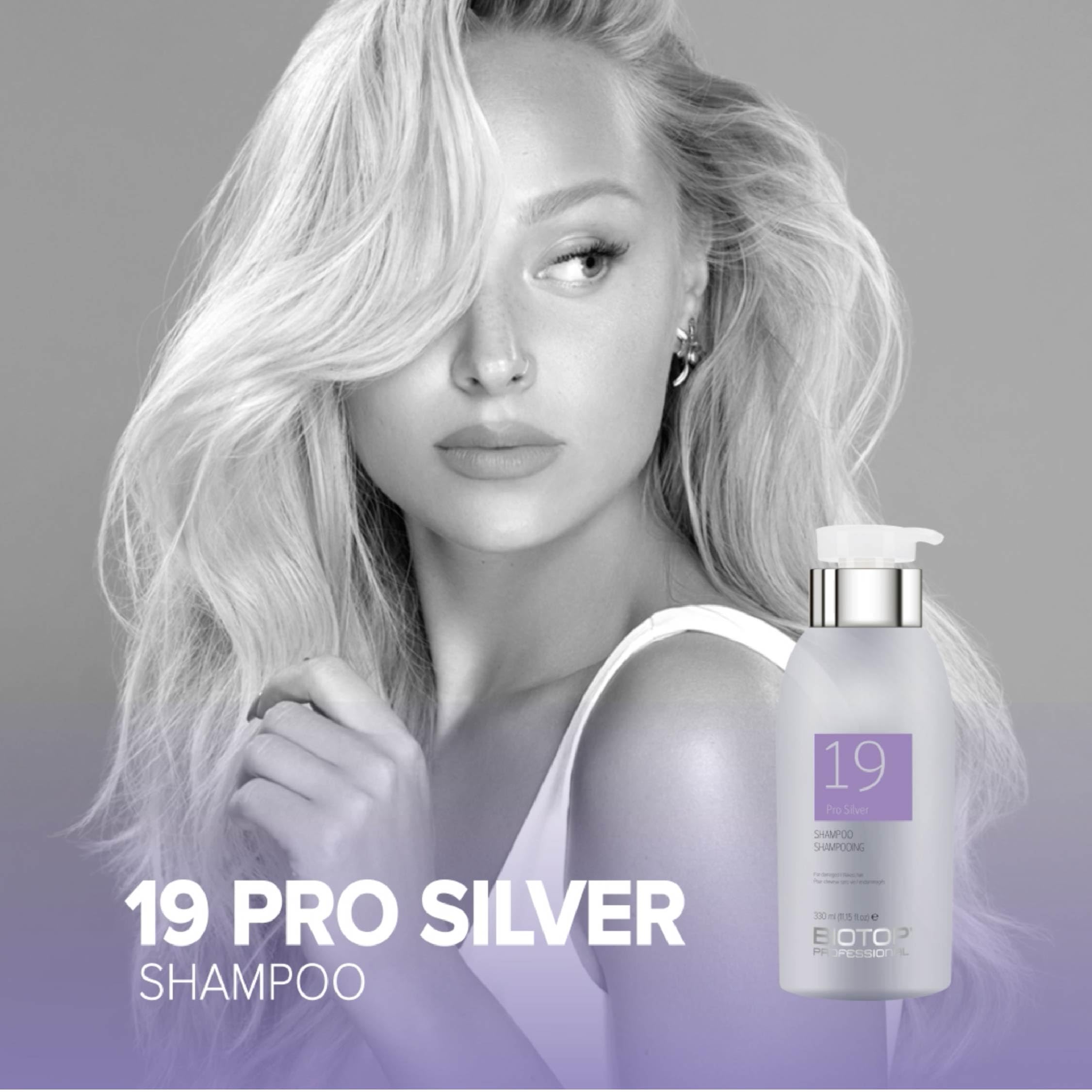 Biotop Professional 19 Pro Silver Shampoo - Purple Shampoo to Neutralize Yellow and Brassy Tones - Made with Sunflower Oil and V