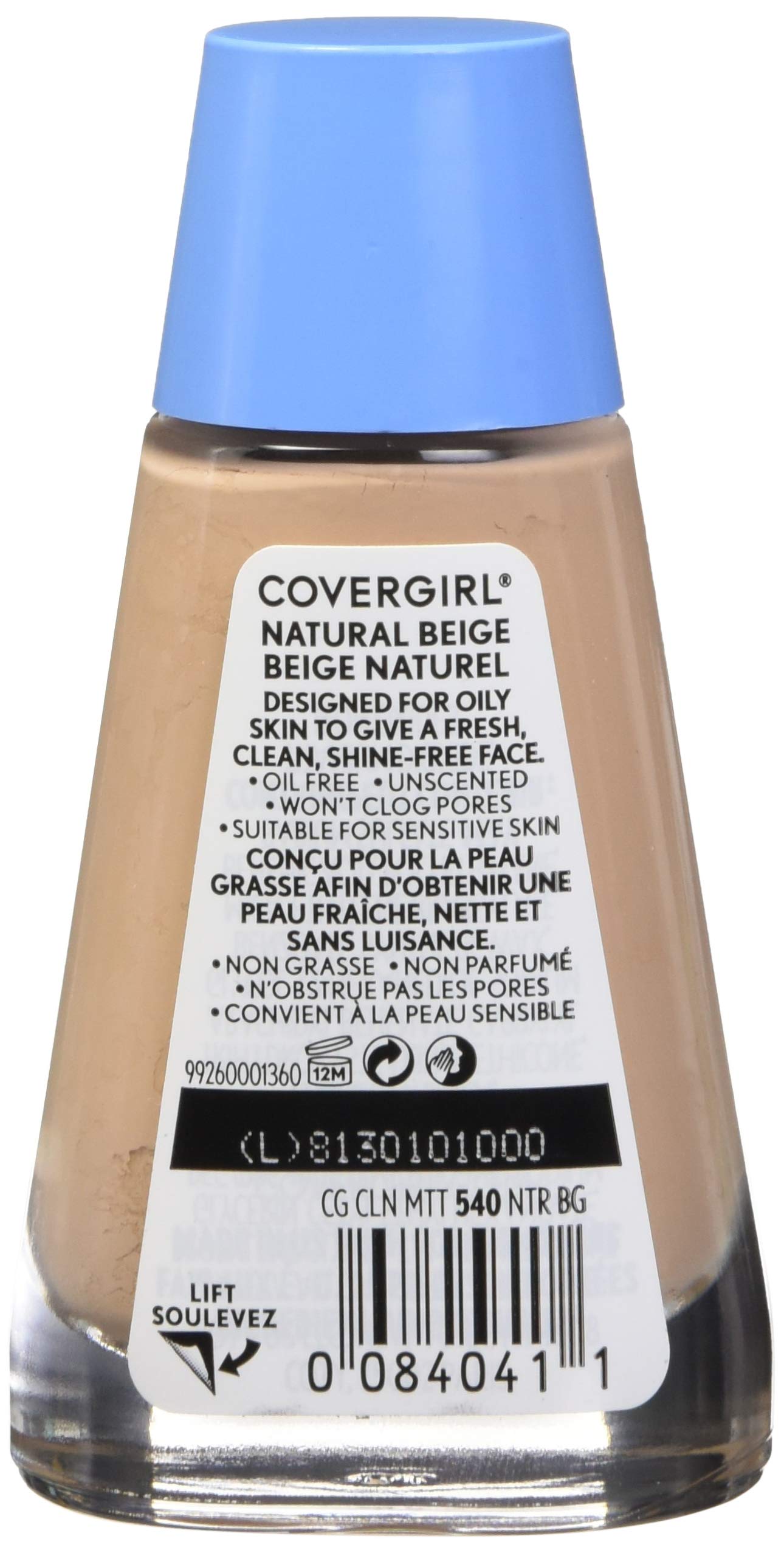COVERGIRL Clean Matte Liquid Foundation, 540 Natural Beige, 1 oz, Oil-Free, Lightweight, Long-Lasting Finish