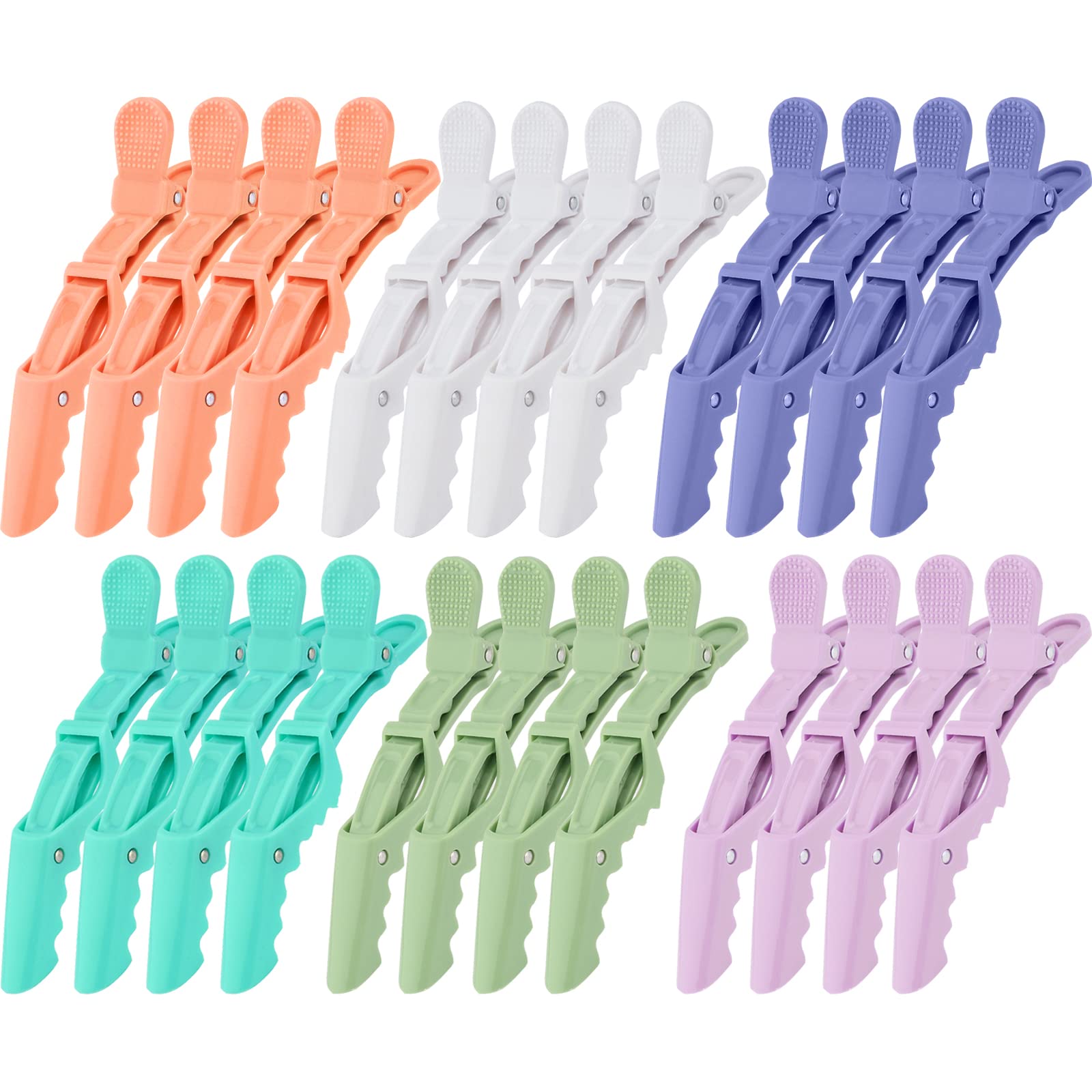 Ondder Colorful Alligator Sectioning Hair Clips, 24 Pack Large Hair Styling Accessories for Coloring, Cutting, and Salon Use - W