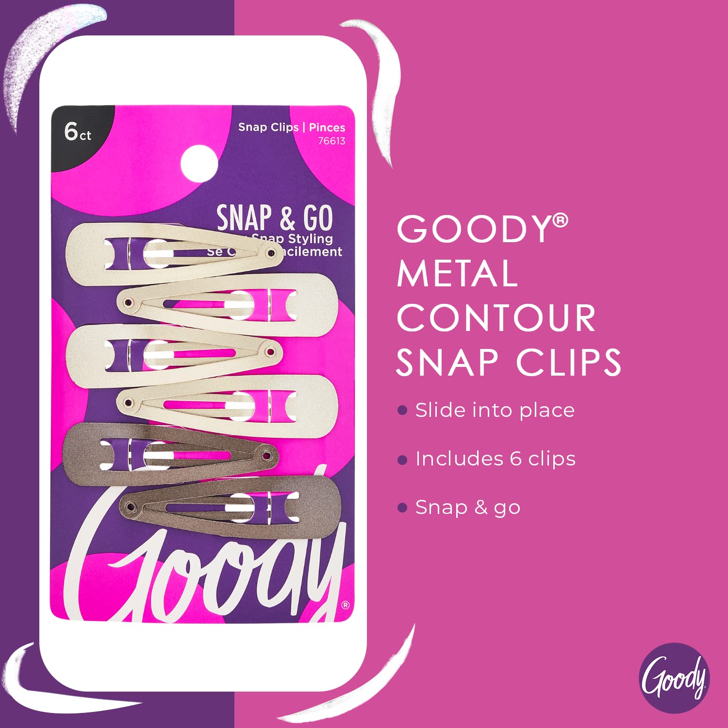 Goody Metal Contour Hair Snap Clips Blonde Colors - Just Snap Into Place - Suitable For All Hair Types - Pain-Free Hair Accessor