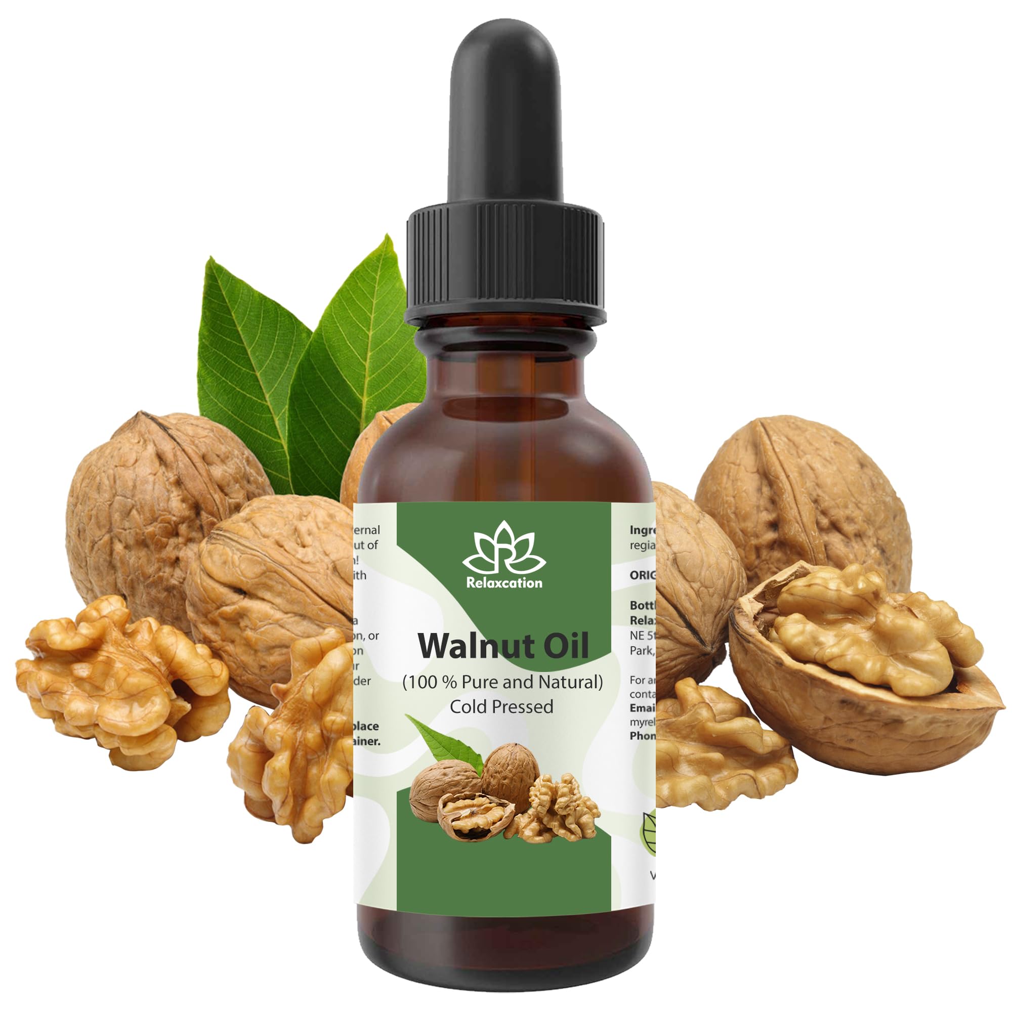 Relaxcation Pure Walnut Oil  Cold Pressed, Unrefined Plant Oil for Face, Hair, Nails & Body | Natural Carrier for Blends, Glow 