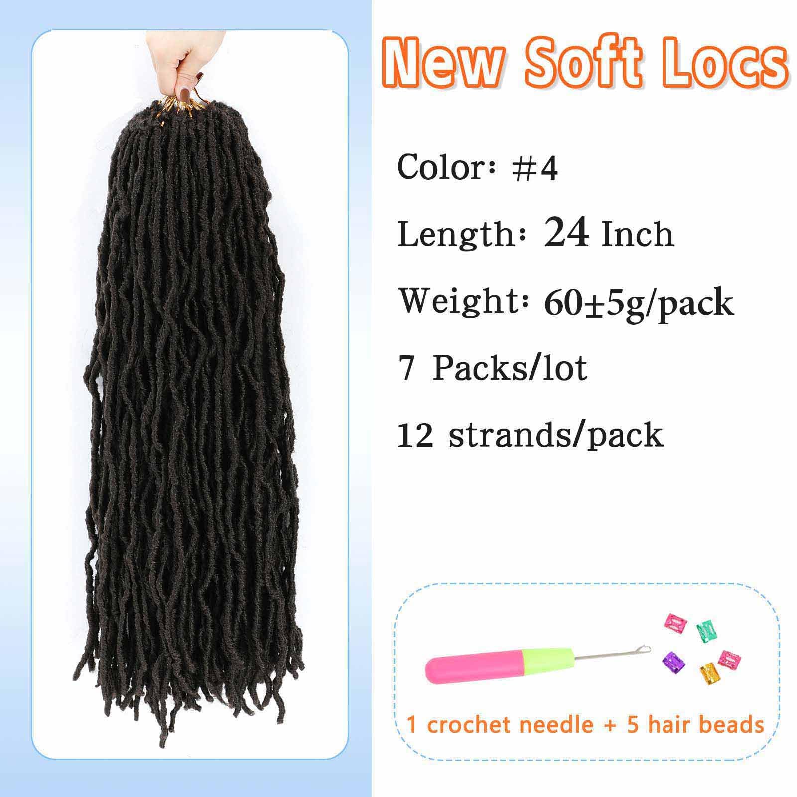 Soft Locs 24 Inch 7 Packs Color 4 Faux Locs Crochet Hair Pre Looped Crochet Locs For Black Women Butterfly Loc Hair Extensions(2