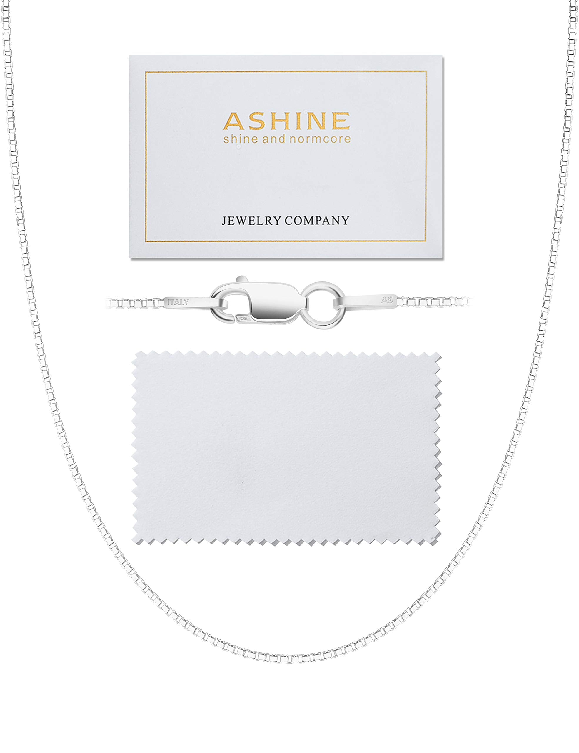ASHINE Silver Chain Necklace for Women Sterling Silver Chain Silver Chain for Men Chain Necklace (0.8mm Box Chain Lobster Clasp 