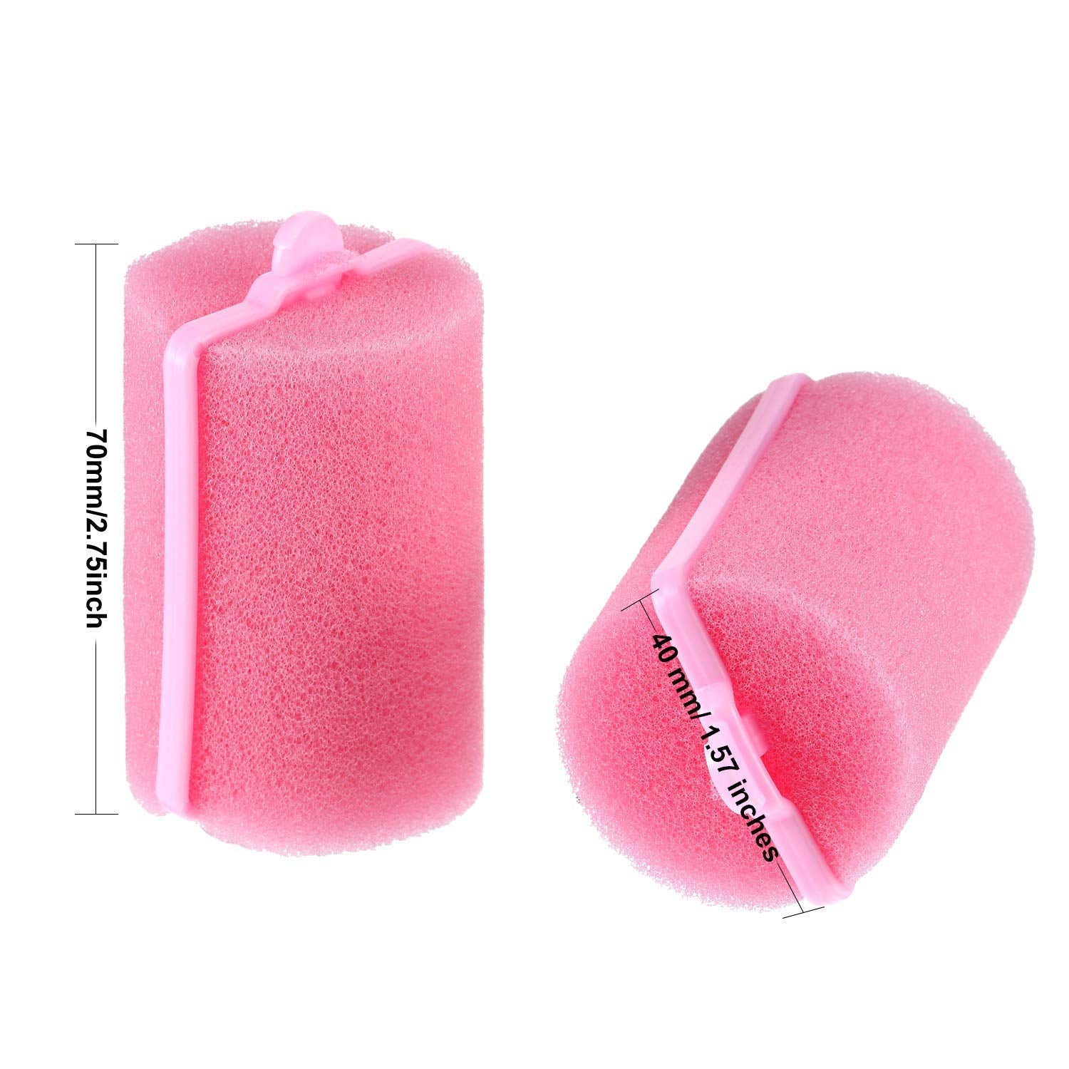 Geyoga Large Foam Hair Rollers - 18 Count, Soft Sponge Curlers, 1.6 x 2.8 Inches, Pink