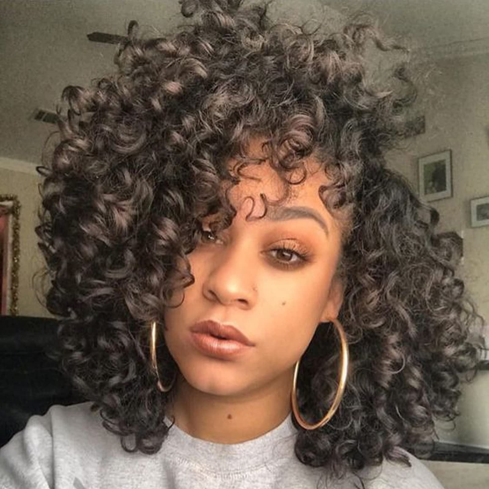 100 Strands 2X Ringlet Wand curl Jamaican Bounce 8 inch Dark Brown Synthetic crochet Hair Extensions crochet Braiding Hair (8Inc