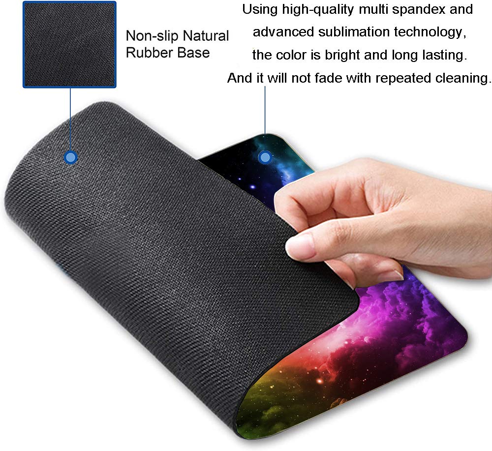 Mouse Pad, Gaming Mouse Pad, Galaxy Mouseapad, Aurora Light Pattern Green And Purple Design Mouse Pads, Square Waterproof Mousea