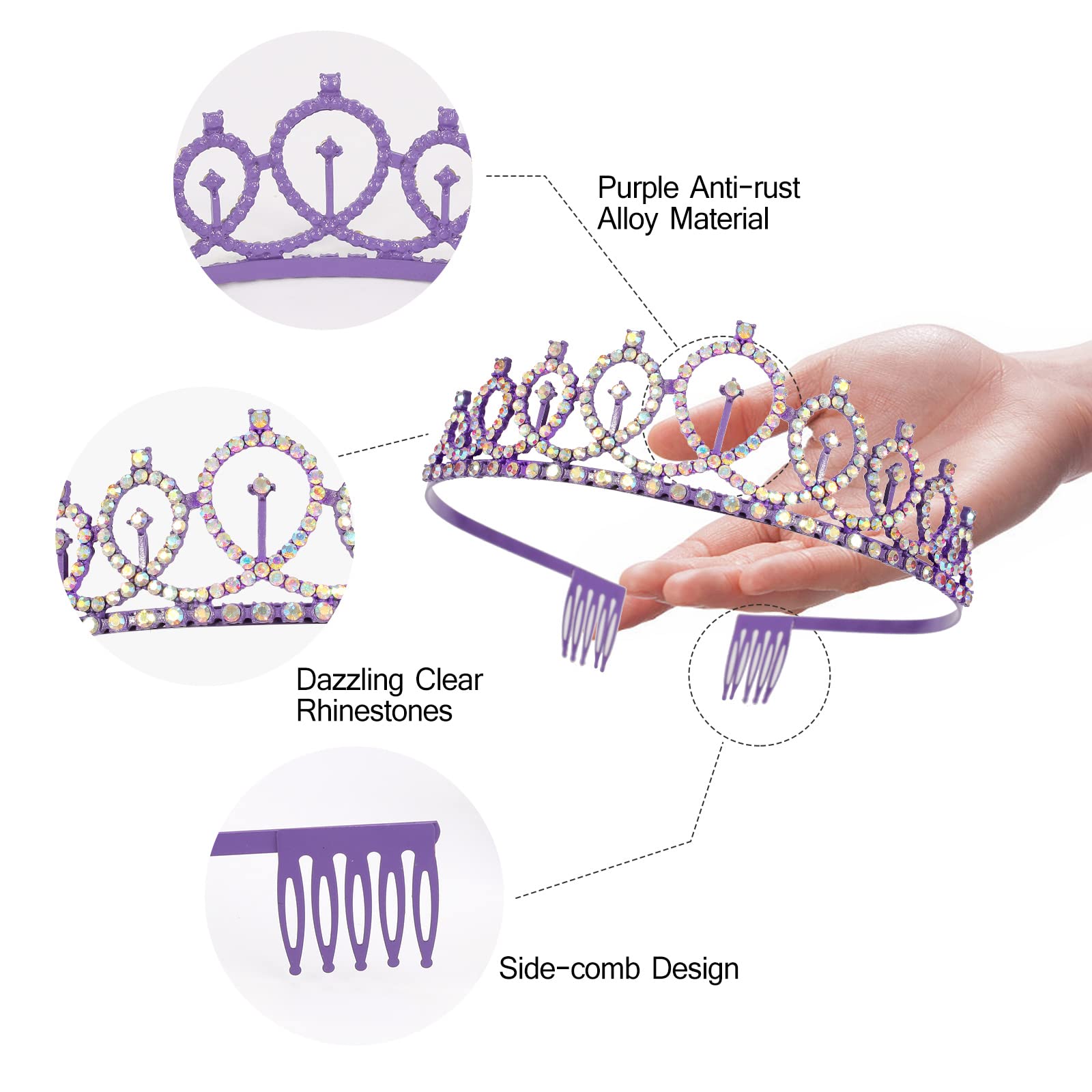 Purple Birthday Sash & AB Rhinestones Purple Crown Kit, Purple Birthday Decorations Purple Tiara Birthday Crowns for Women Girls