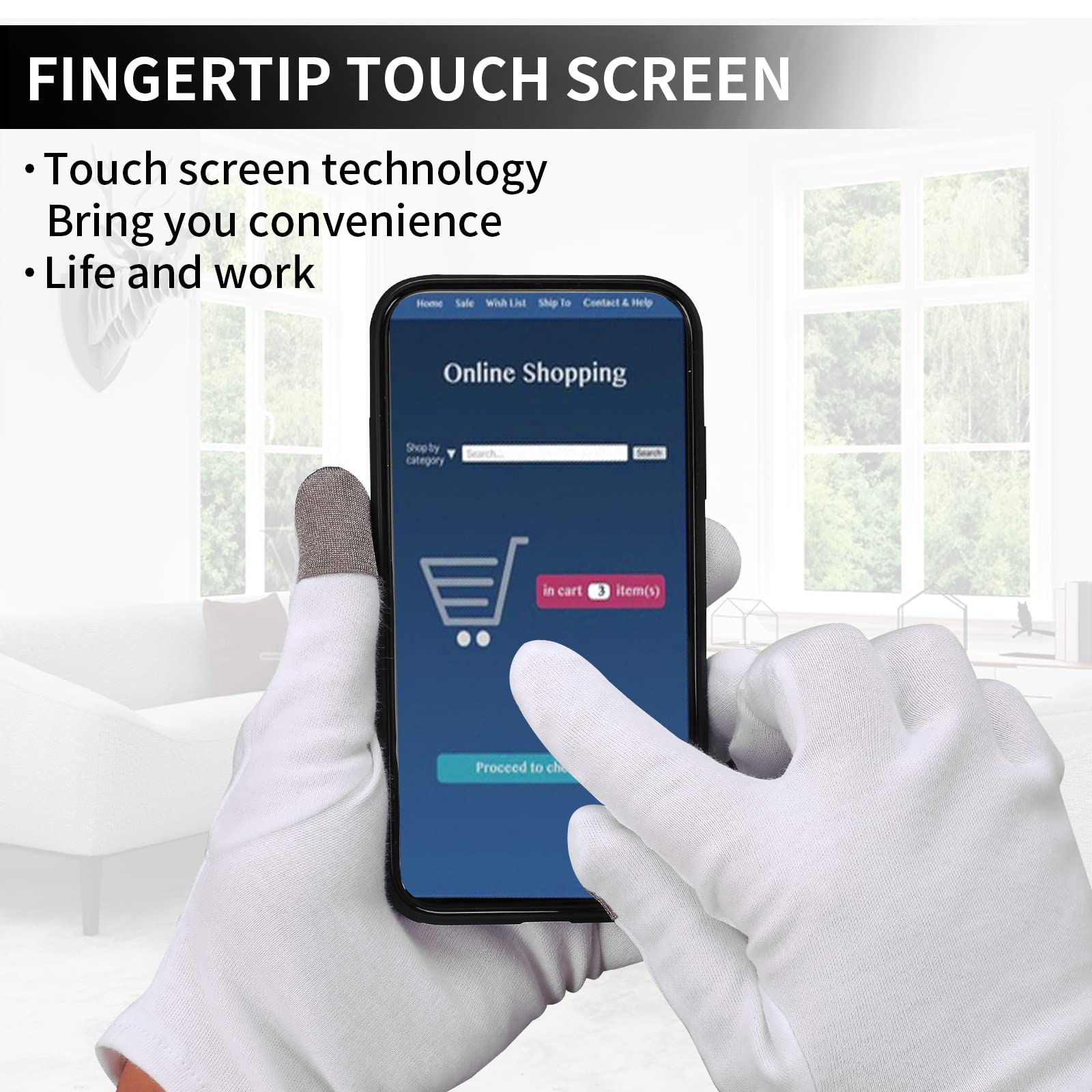 Sibba 2 Pairs Touch Screen Moisturizing Gloves White Cotton Moisturizing Gloves Overnight Bedtime Heal Eczema Sleeping Lotion Ha