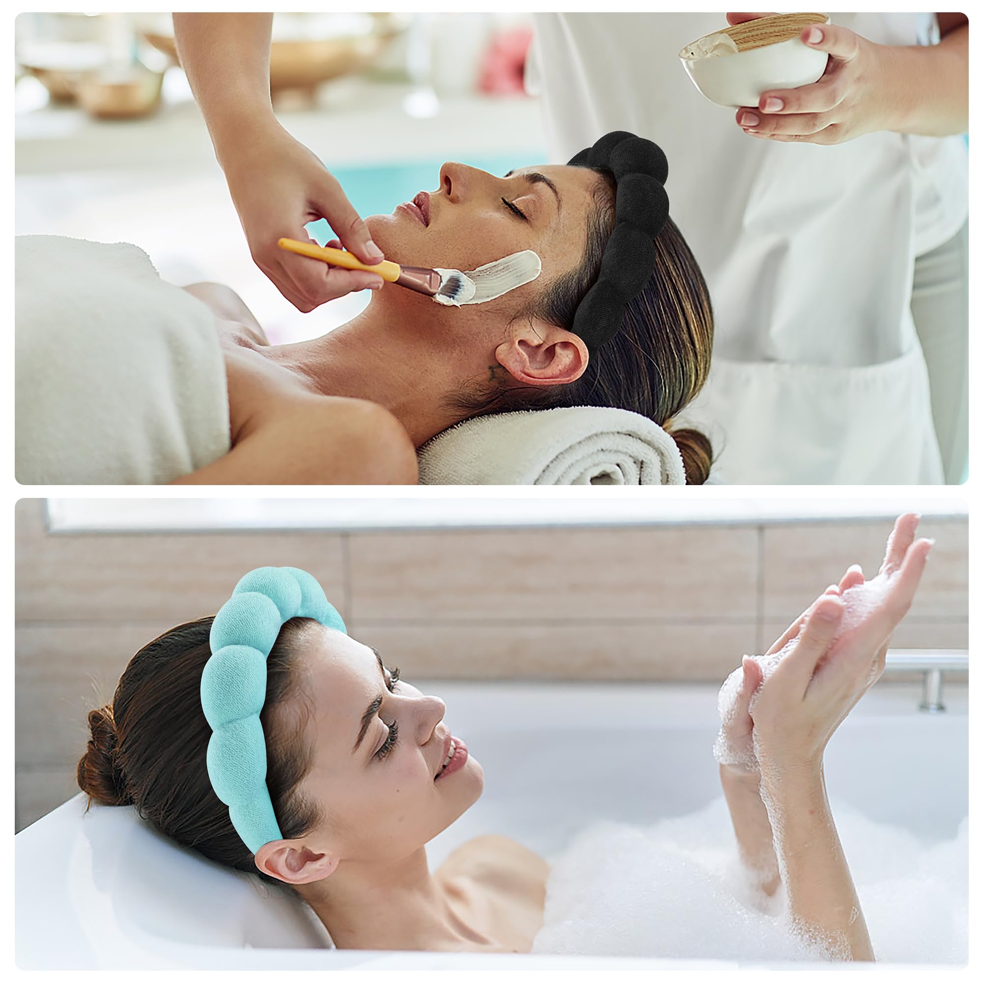 Ztomine Spa Headbands For Washing Face Or Facial, Set Of 2 Skincare Headbands, Terry Cloth Headband Wash Combo Pack - Puffy Make