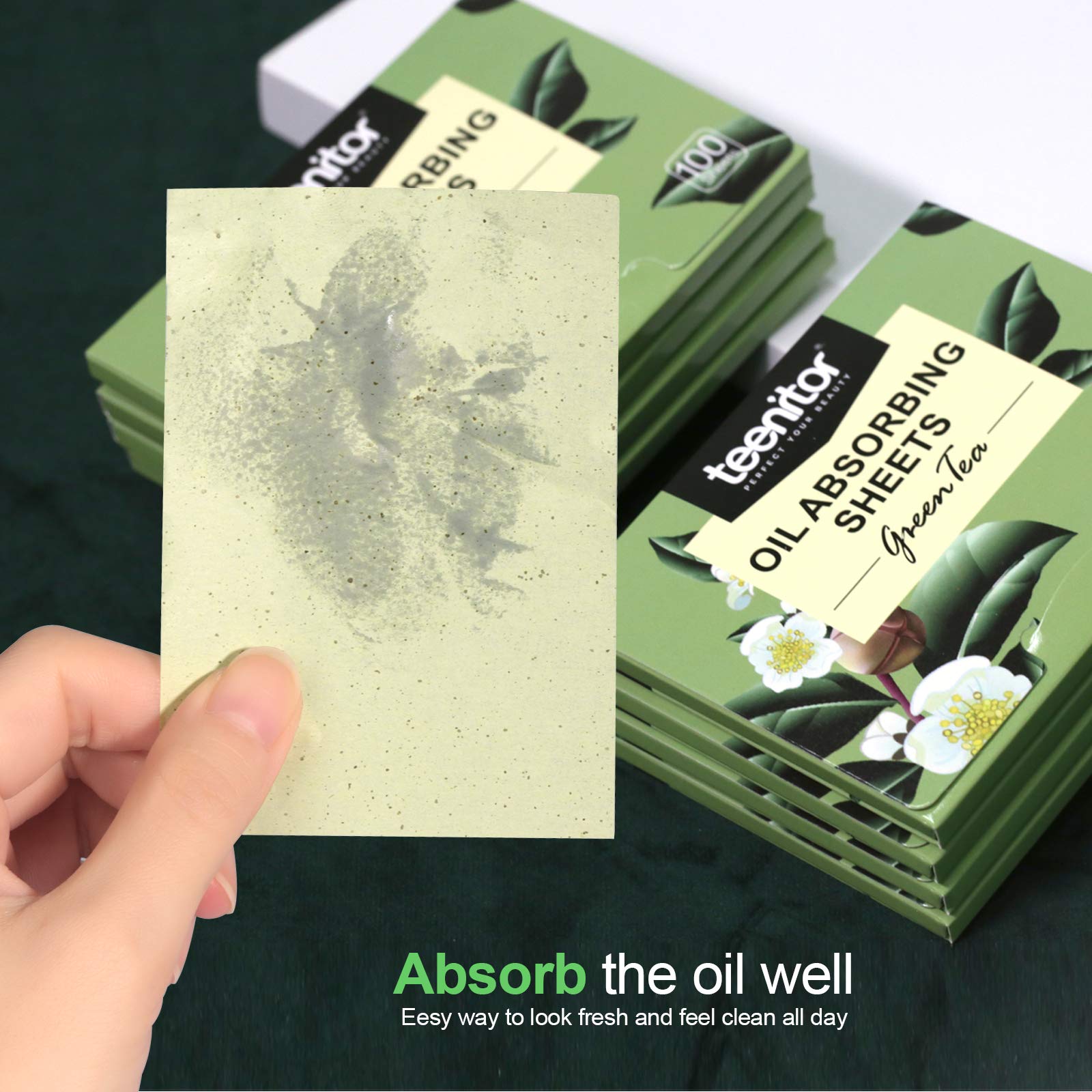 800 Counts Natural Green Tea Oil Control Film, Teenitor Oil Absorbing Sheets for Oily Skin Care, Blotting Paper