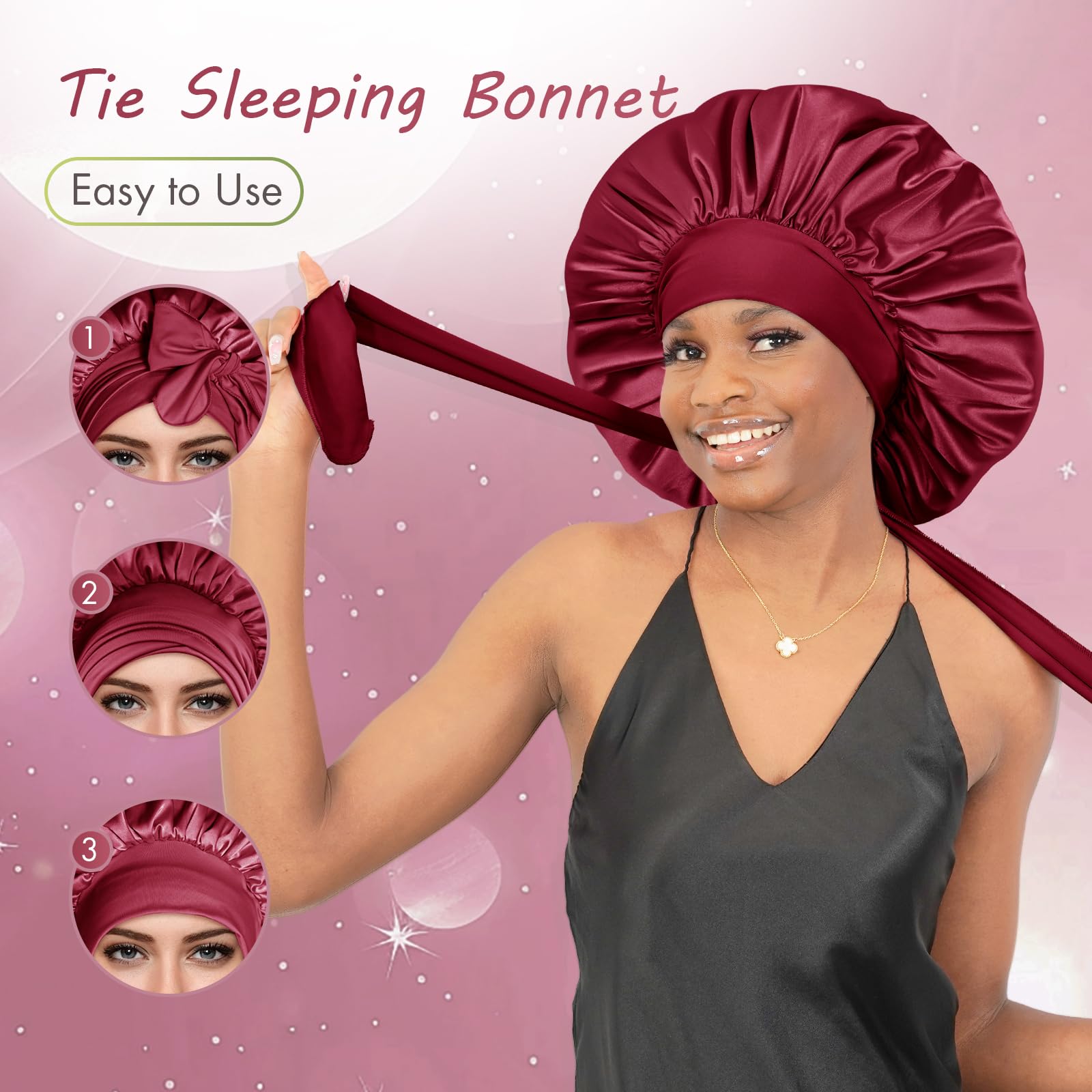 BONNET QUEEN Silk Bonnet for Sleeping Women Satin Bonnet Hair Bonnet Large Bonnet night sleep cap scarf for curly hair with tie