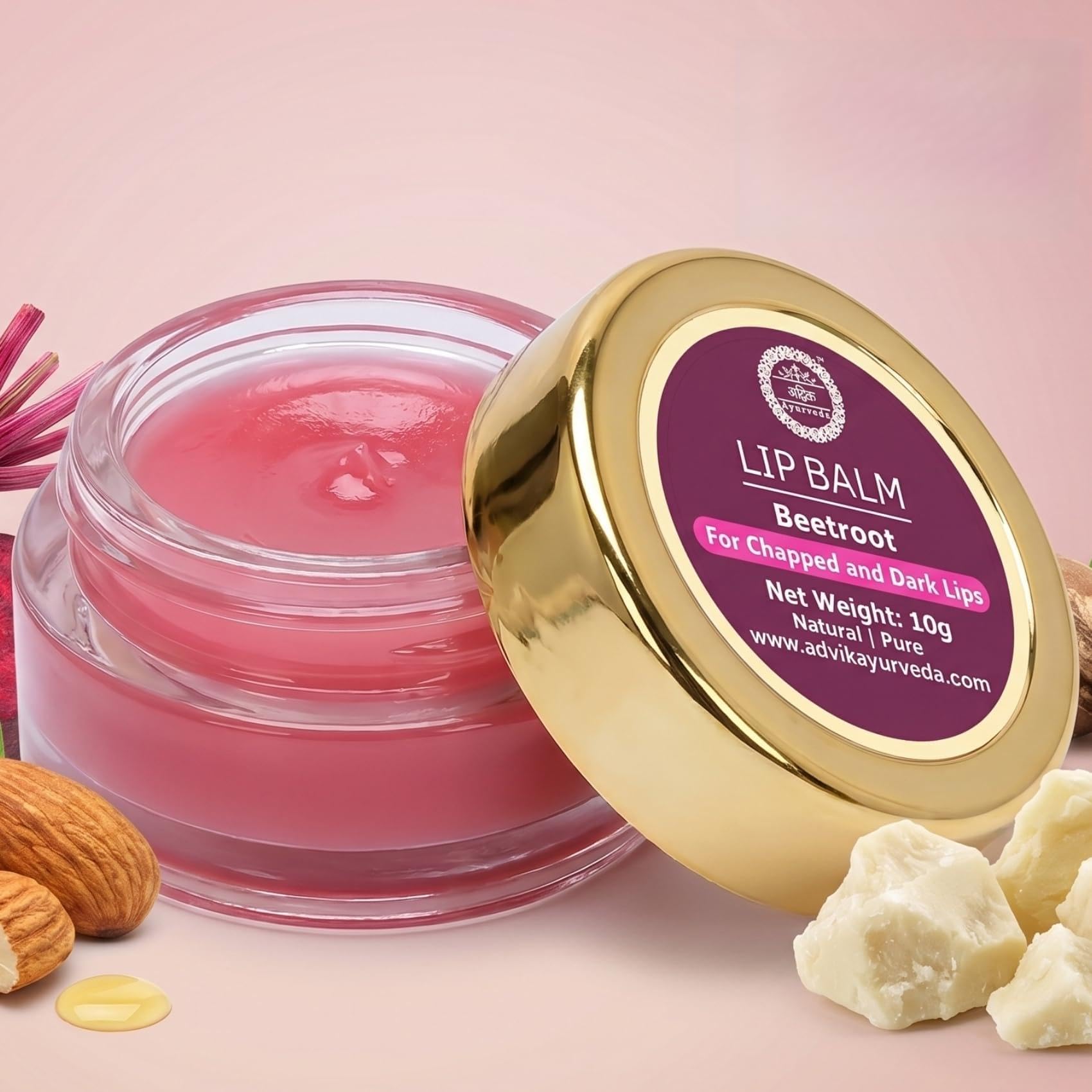 Advik Ayurveda Beetroot Lip Balm For Chapped And Dark Lips, 10G. | For Dry Lips