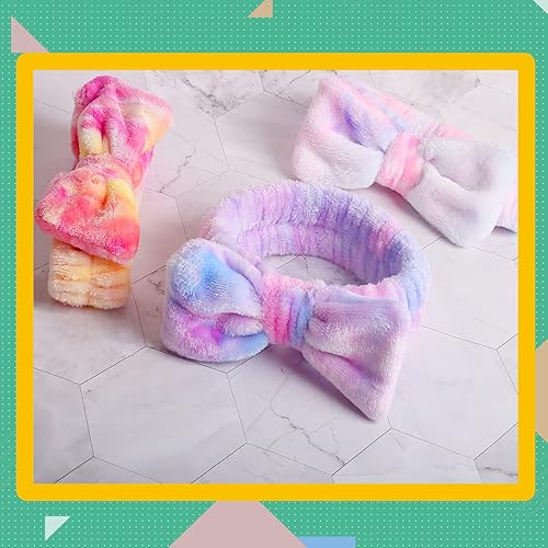 Wsyub Spa Headband,Makeup Headband, Bow Headband For Washing Face, Teen Girls Fuzzy Skincare Headbands, Skincare Headbands, Hair