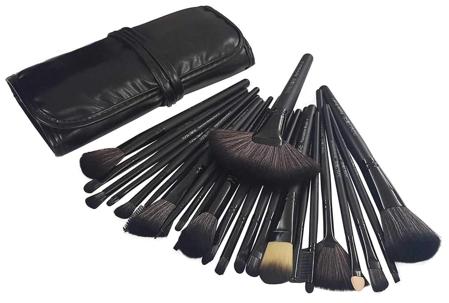 Glowhouse 24 Soft Bristle Makeup Brush Set With Storage Pouch, 24 Pieces Make Up Brush Set Eyeshadow With Pouch (Black)