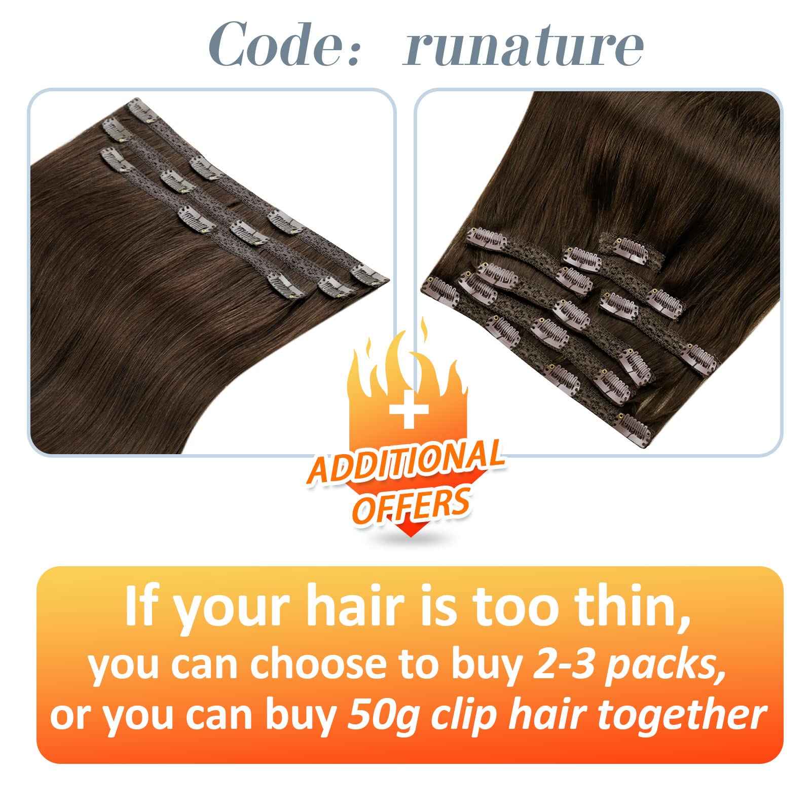 Runature Brown Clip In Hair Extensions Human Hair 12 Inch Brown Clip In Human Hair Extensions Chocolate Brown Hair Extensions Cl