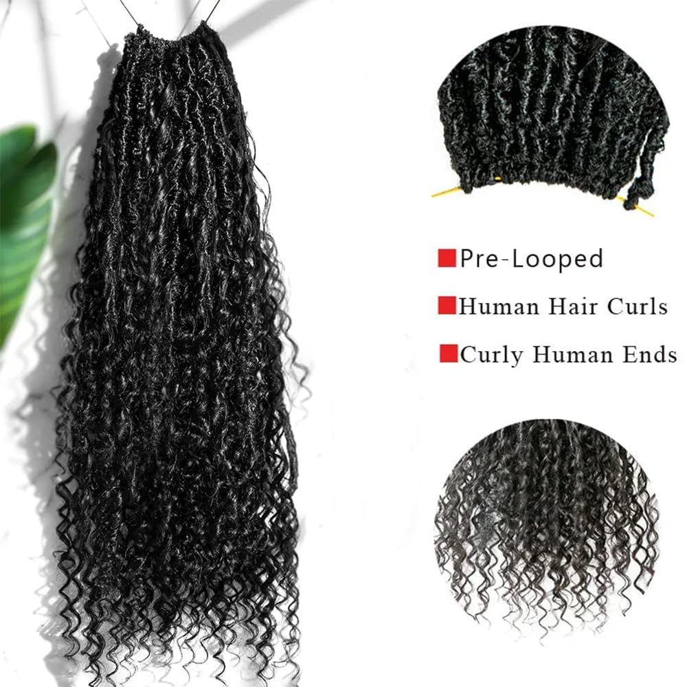 FlowerSeason Pre Crochet Dreadlocks Locs Braids Hair Pre Looped With Human Hair Curls Curly Ends Extensions For Black Women 96 S