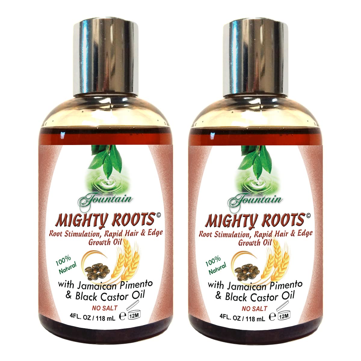 Fountain Mighty Roots with Jamaican Pimento Black Castor Oil 4 Ounce (Pack of 2)