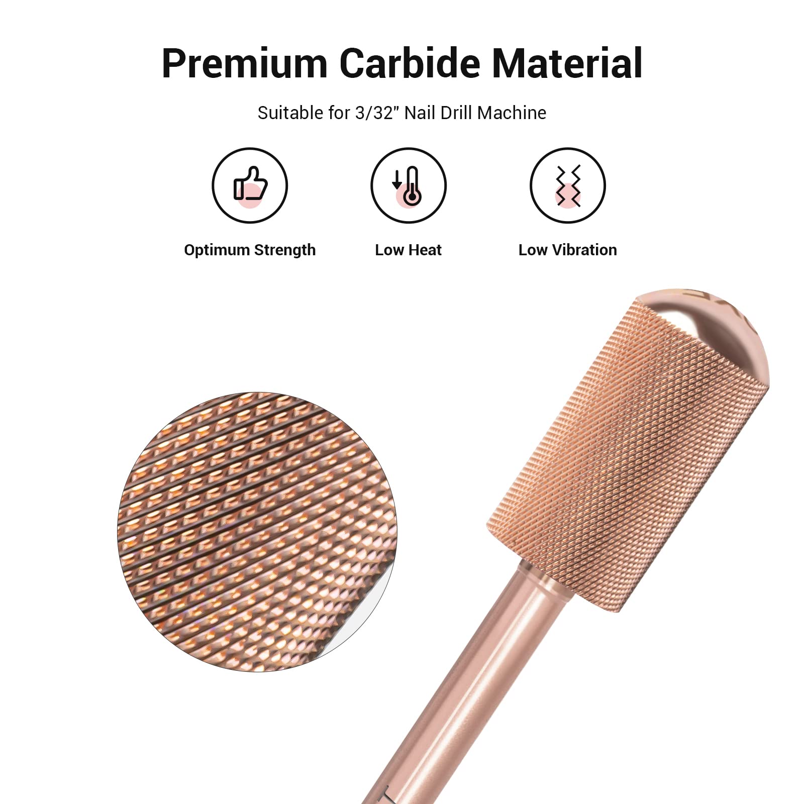 Melodysusie Safety Nail Drill Bits, 3/32 ' ' Smooth Round Top Large Barrel Carbide Bits, Suitable For Manicure Pedicure Cuticle