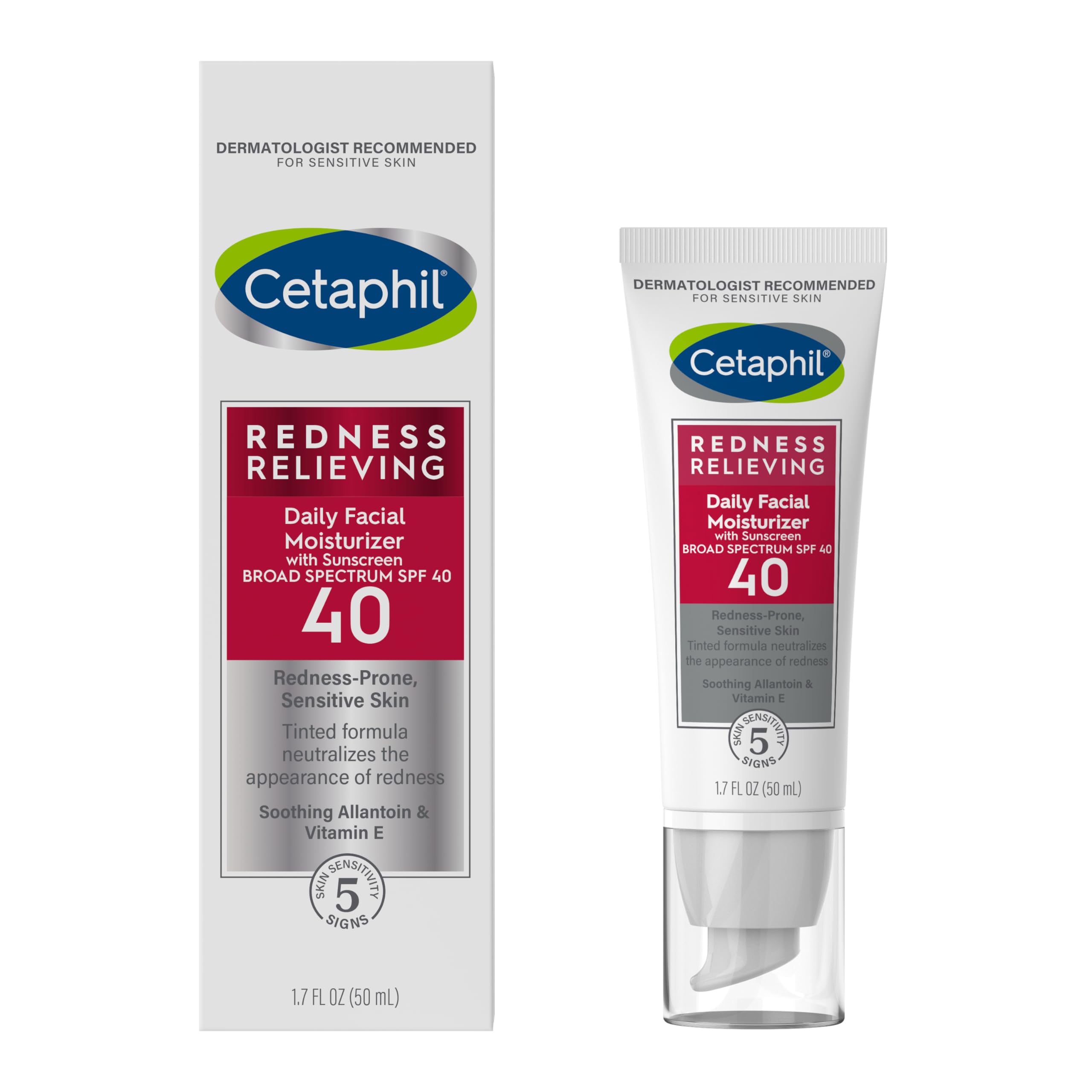 Cetaphil Redness Relieving Daily Facial Moisturizer Spf 20, 1.7 Fl Oz, Broad Spectrum Sunscreen, Neutral Tint, For Redness-Prone