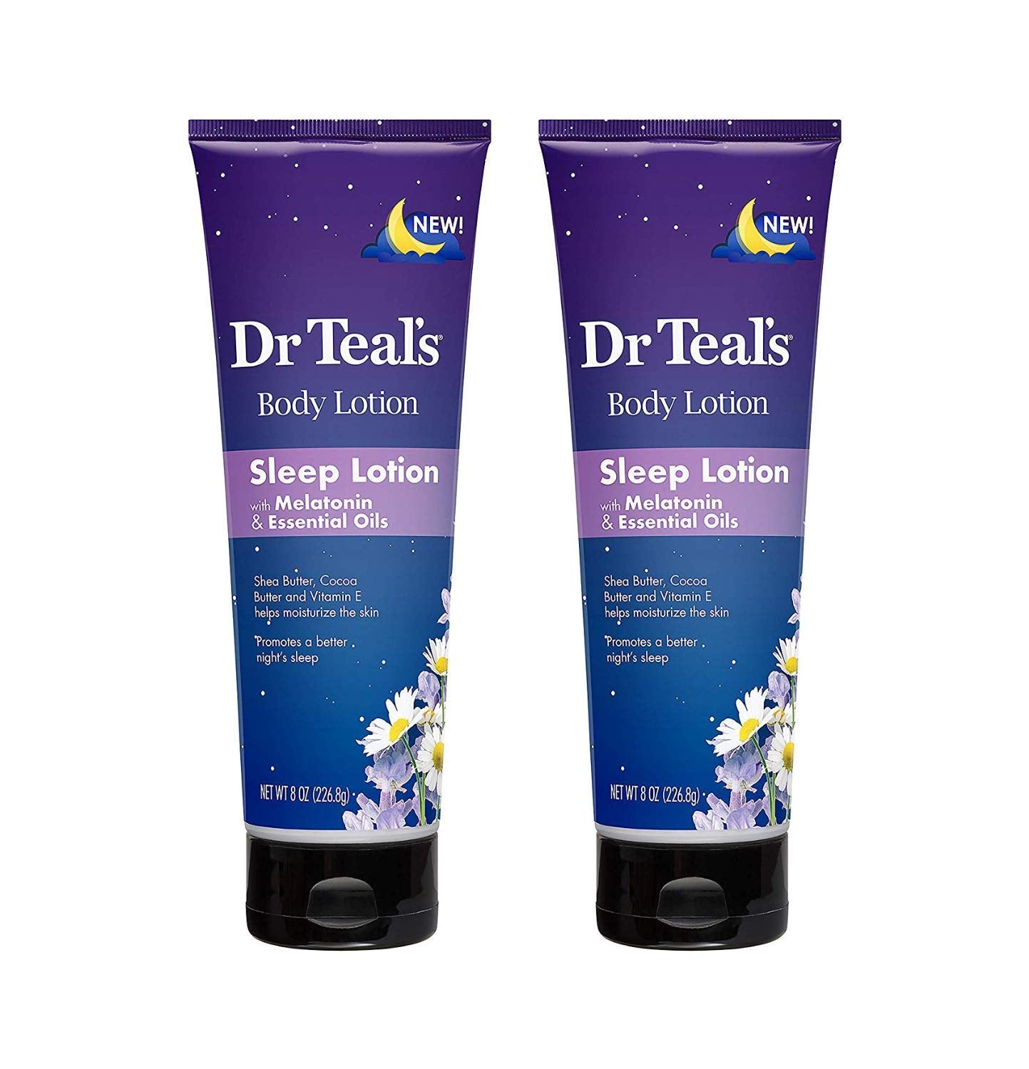 Dr Teal's Melatonin Sleep Lotion Gift Set (2 Pack, 8 oz ea.) - Nighttime Therapy Body Lotion Combines Shea & Cocoa Butter to Nou