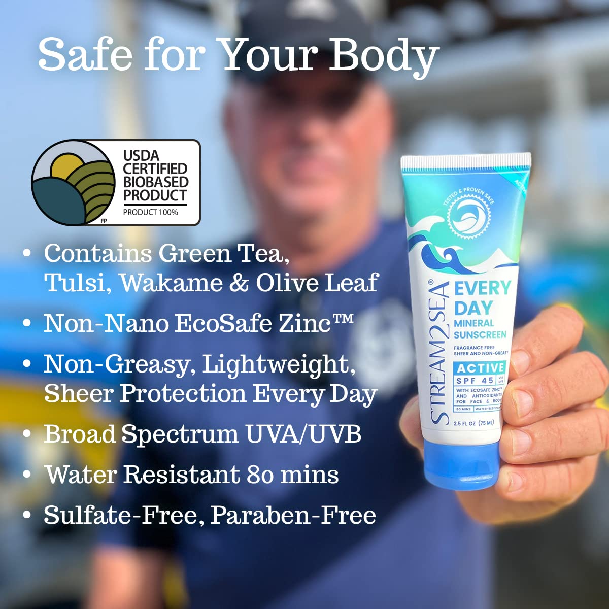 Spf 45 Every Day Active Mineral Sunscreen | 2.5 Fl Oz Biodegradable & Reef Safe Sunscreen For Face & Body | Non-Greasy, Lightwei