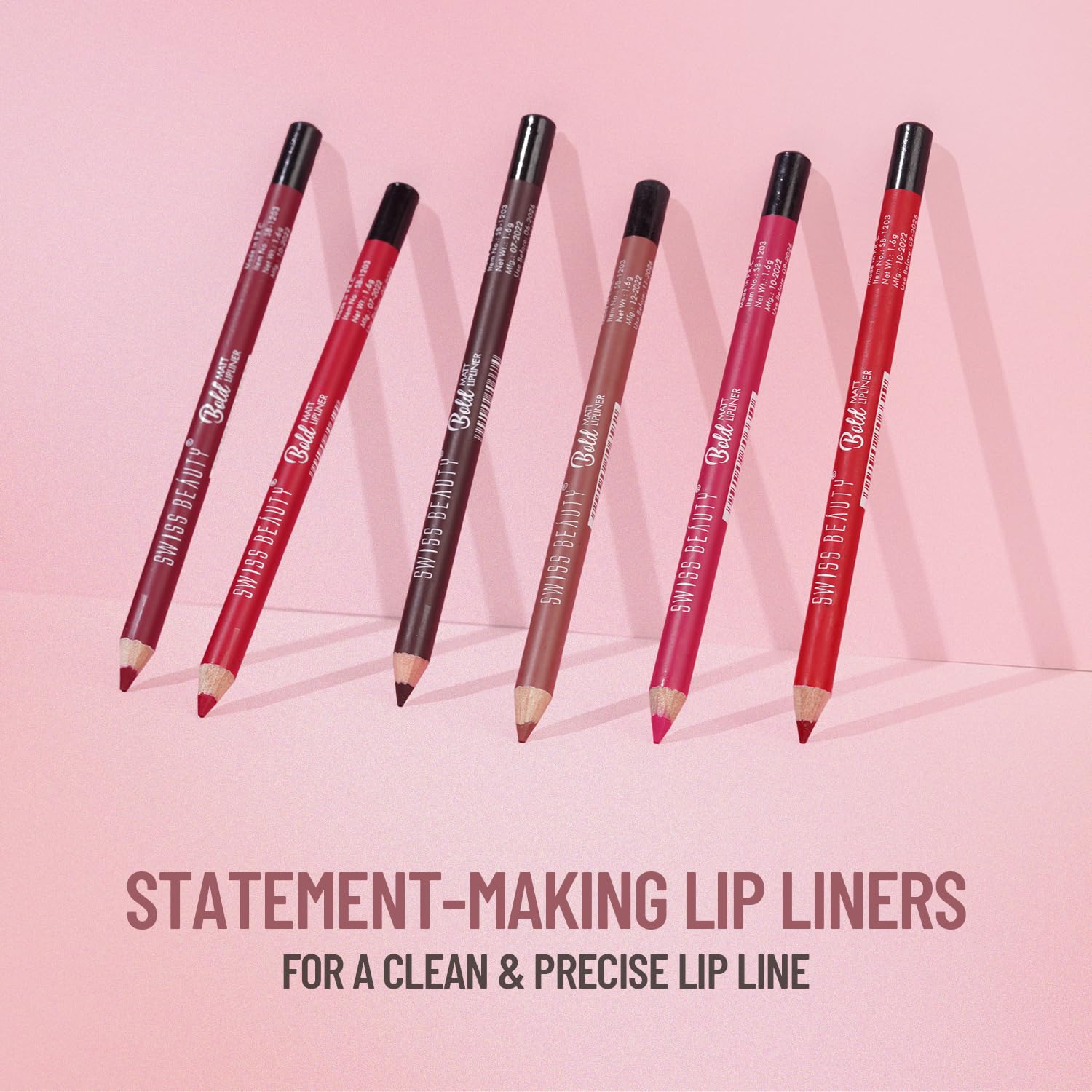 Adceftp Ty Bold Matte Lipliner Pencil Set | Long Stay | Smudge Free | Waterproof | Creamy Lip Liner Pencil| Multi Color, (1.6G X