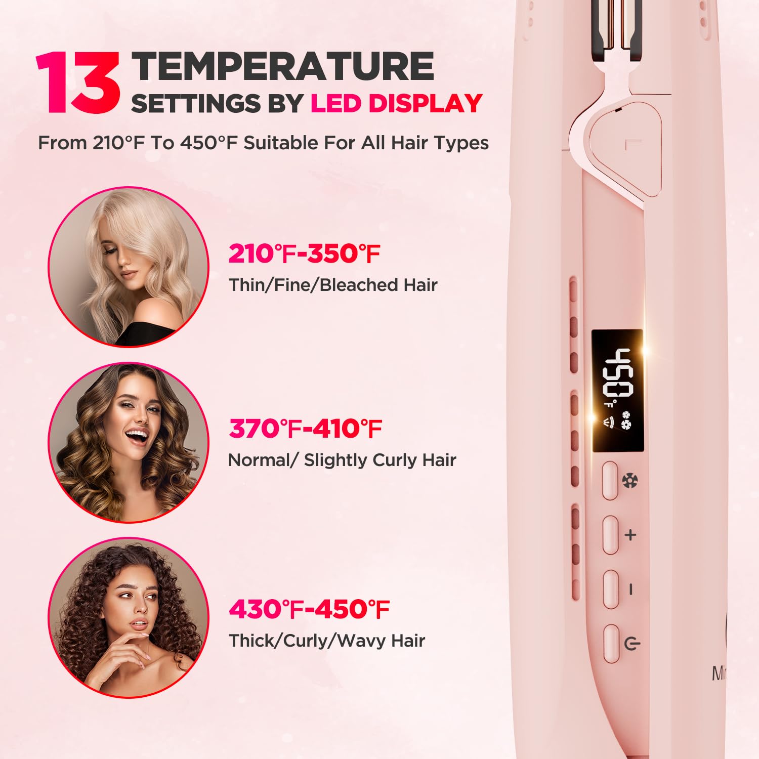 Miropure 360 Airflow Styler Curling Iron, Titanium Flat Iron Hair Straightener And Curler 2 In 1, Professional Curing Wand With