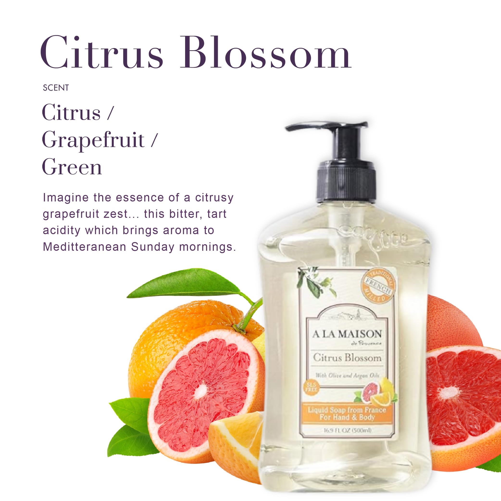 A La Maison French Liquid Hand Soap Refill - Natural Hand Wash Made With Essential Oils - Biodegradable, Plant-Based, Vegan, Cru