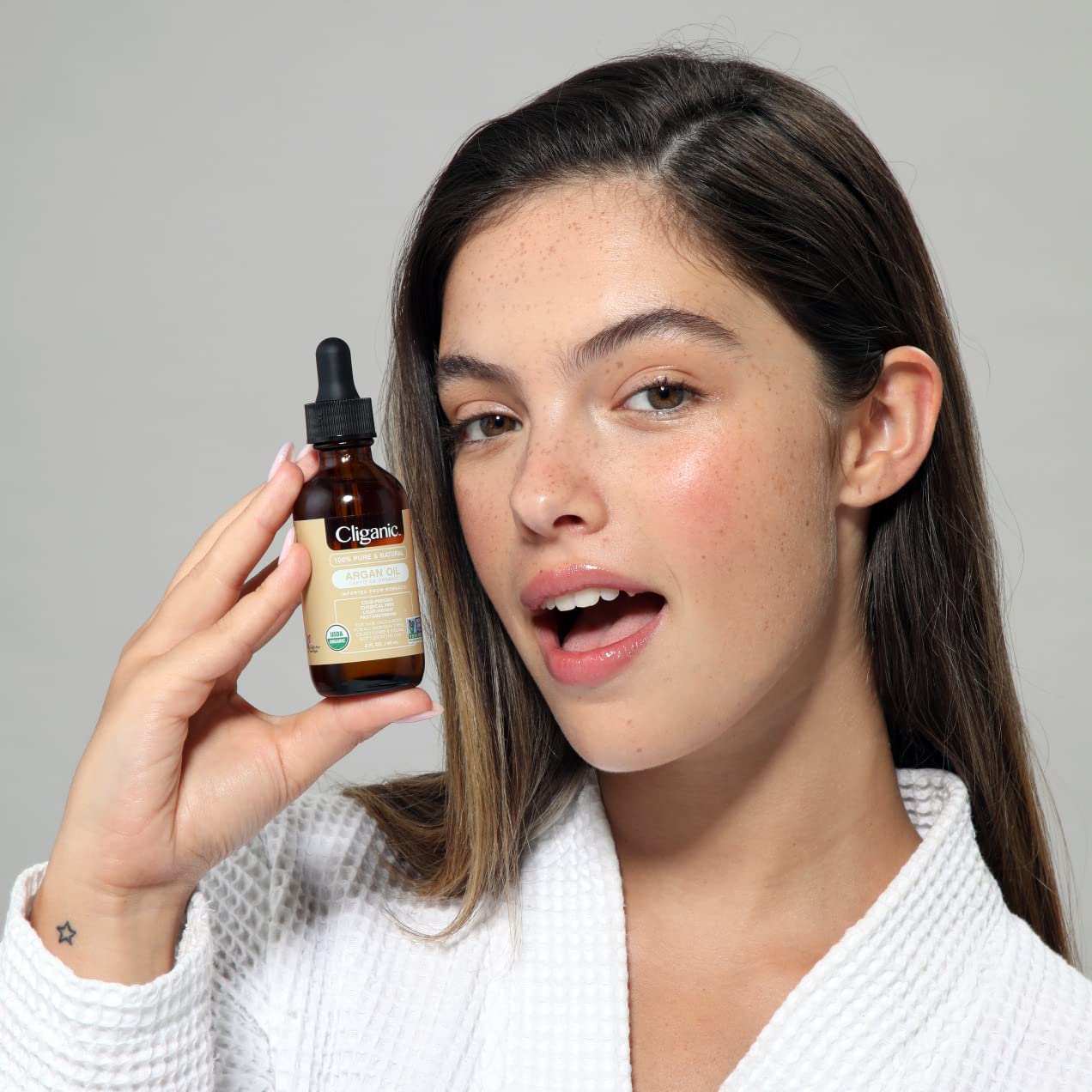 Cliganic Organic Argan Oil 16Oz With Pump, 100% Pure | Bulk For Hair, Face & Skin