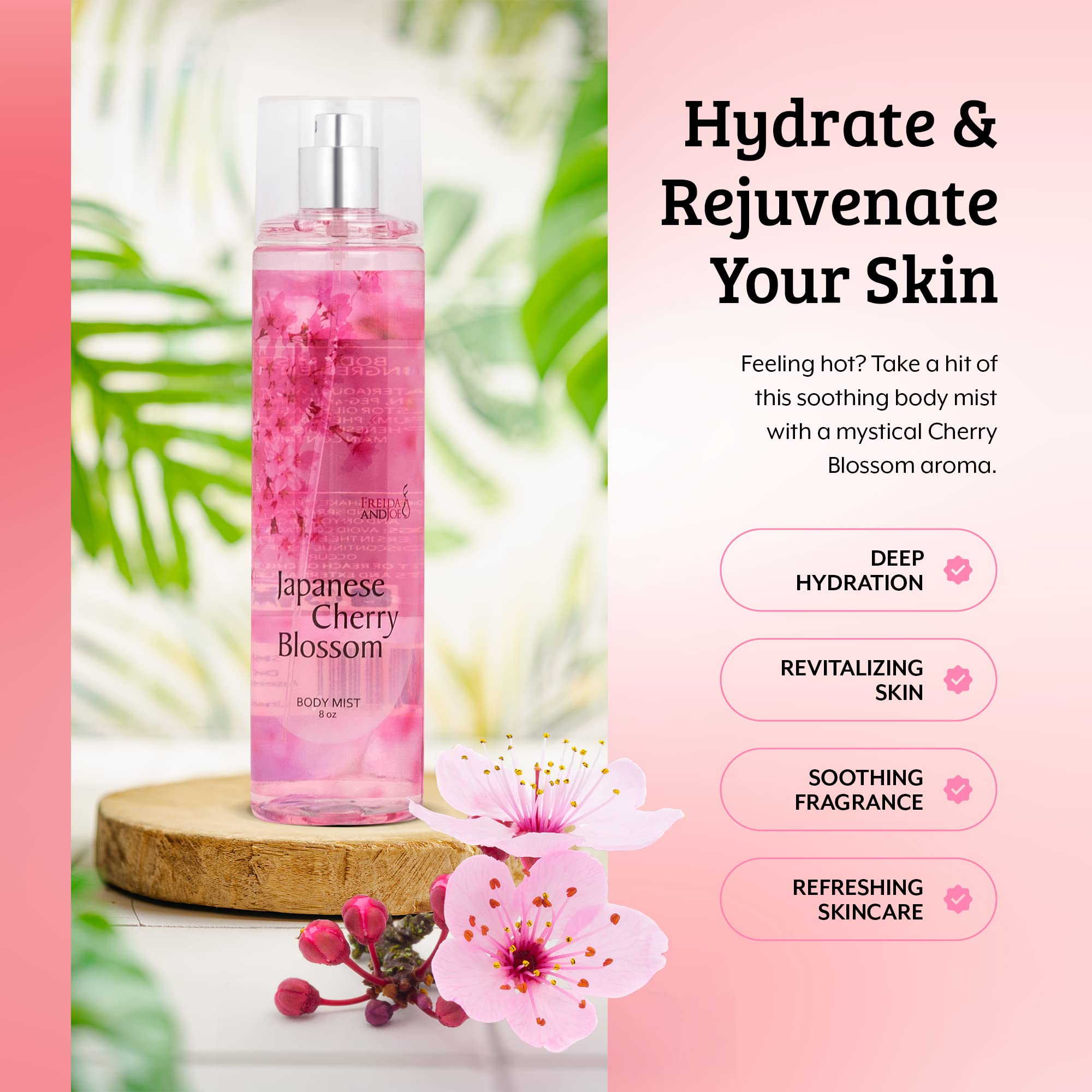 Freida & Joe Japanese Cherry Blossom Body Mist: A Luxurious 8 Oz Gift For Her, Exquisite Floral Scent, Ideal Stocking Stuffer Fi