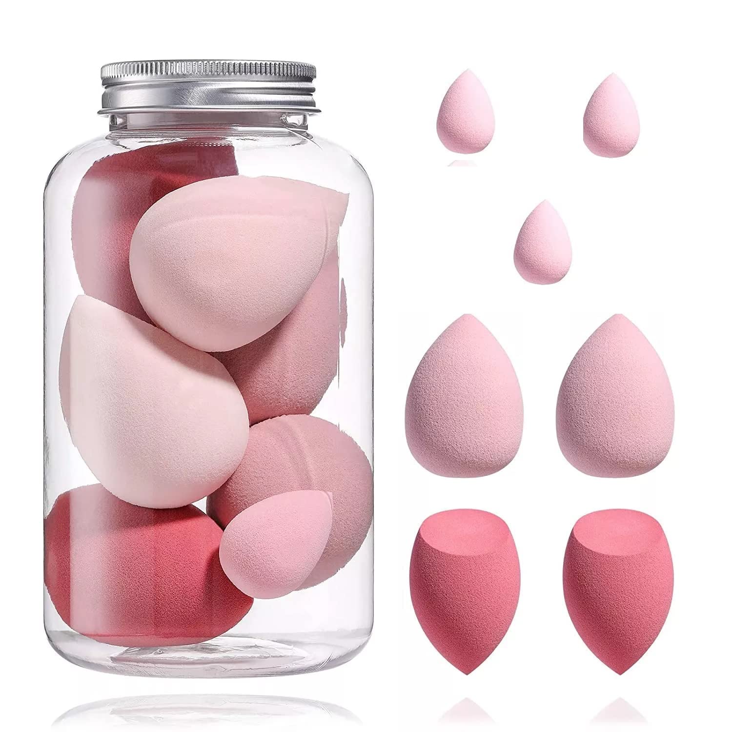 Facejewel Makeup Sponge Set Beauty Blender With Egg Case, Soft Sponge For Liquid Foundation, Creams, And Powders, Latex Free Wet