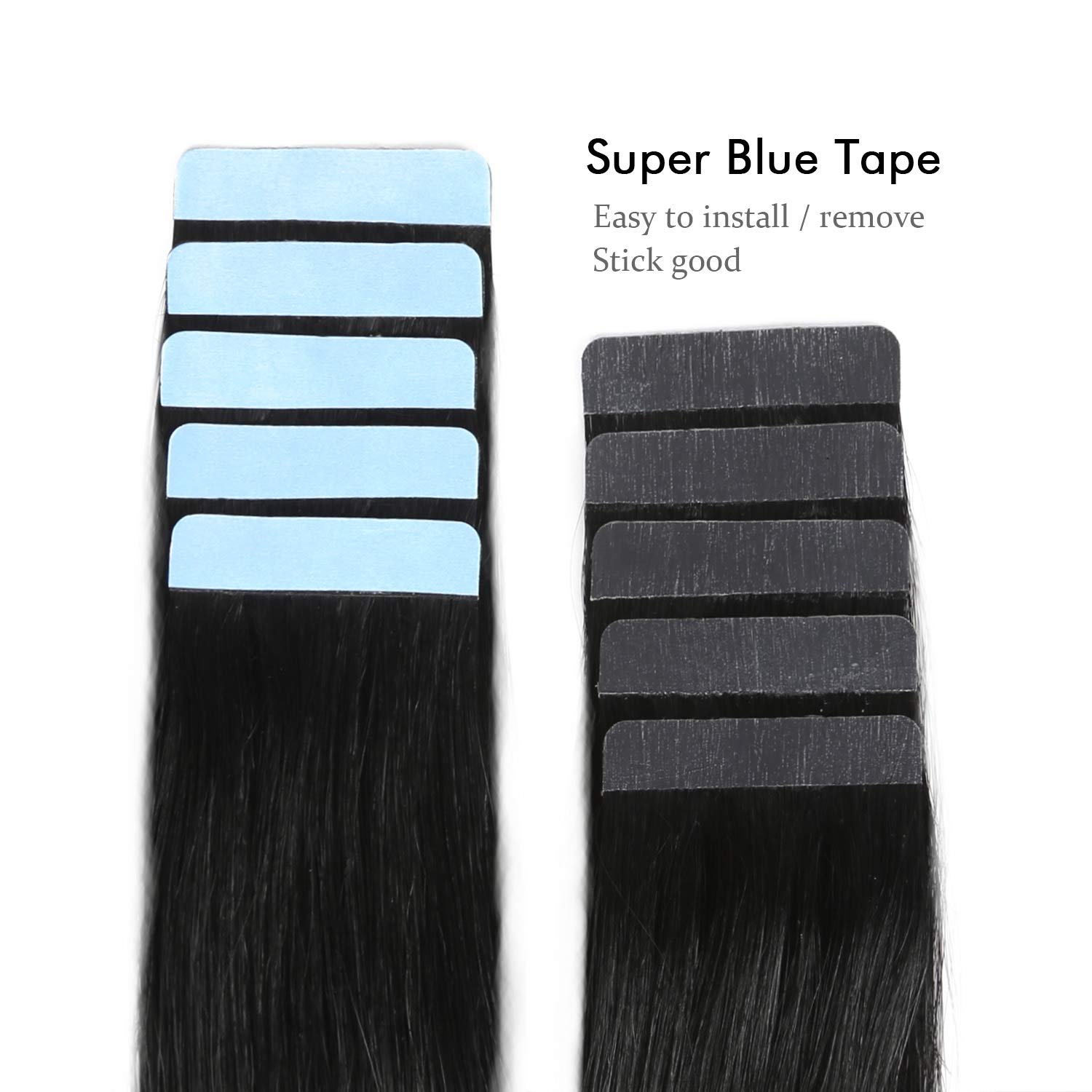 Suyya Tape In Hair Extensions 100% Remy Human Hair 16 Inches 20Pcs 40G/Pack Straight Seamless Skin Weft Tape Hair Extensions(16