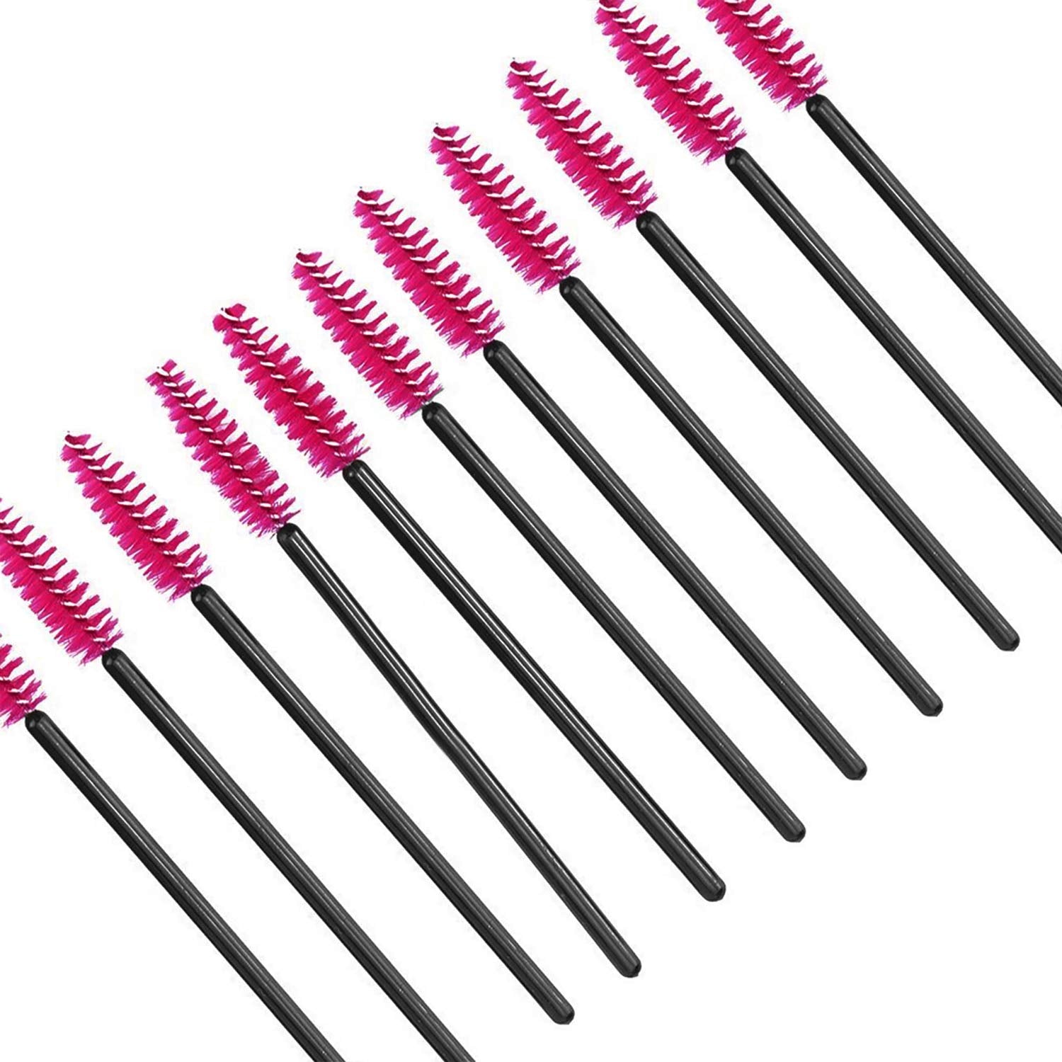 GUMIKE 100PCS Disposable Eyelash Mascara Brushes - Plastic, Rose Color for Eyelash Extension, Eyebrow & Makeup Applications