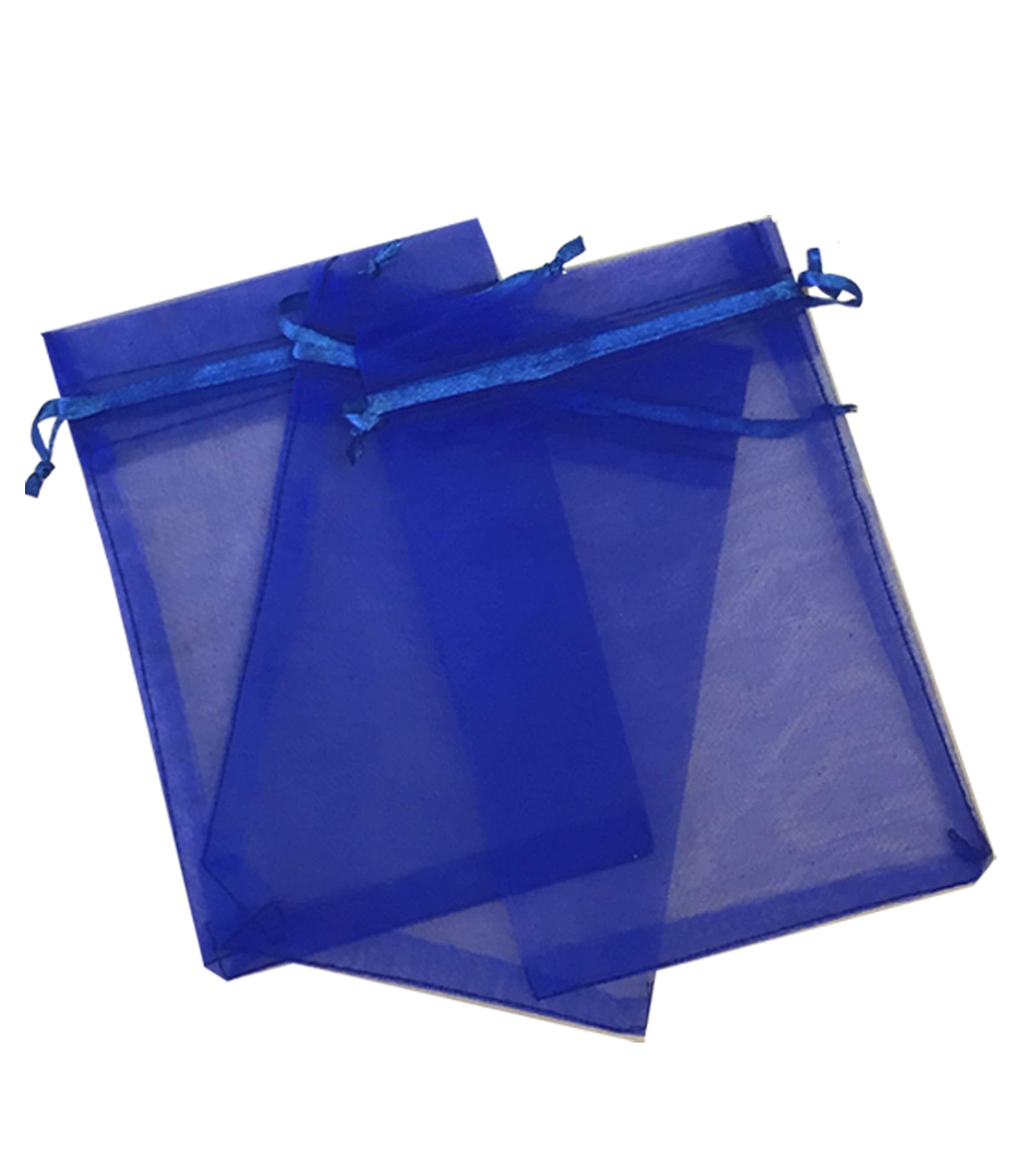 50 Pcs Blue 5x7 Sheer Drawstring Organza Bags Jewelry Pouches Wedding Party Favor gift Bags gift Bags candy Bags Kyezi Design an